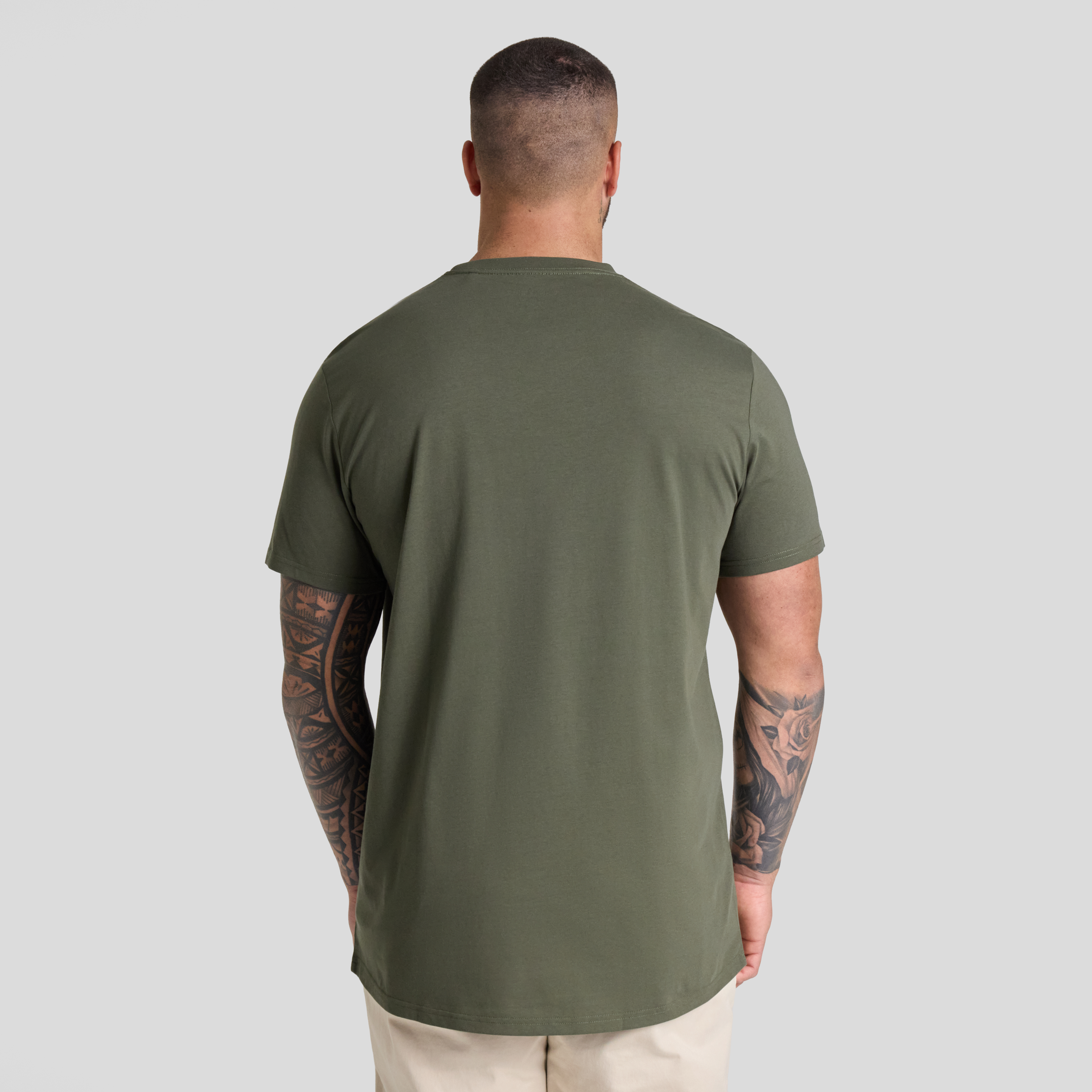 Khaki Essential Longline Panel Tee