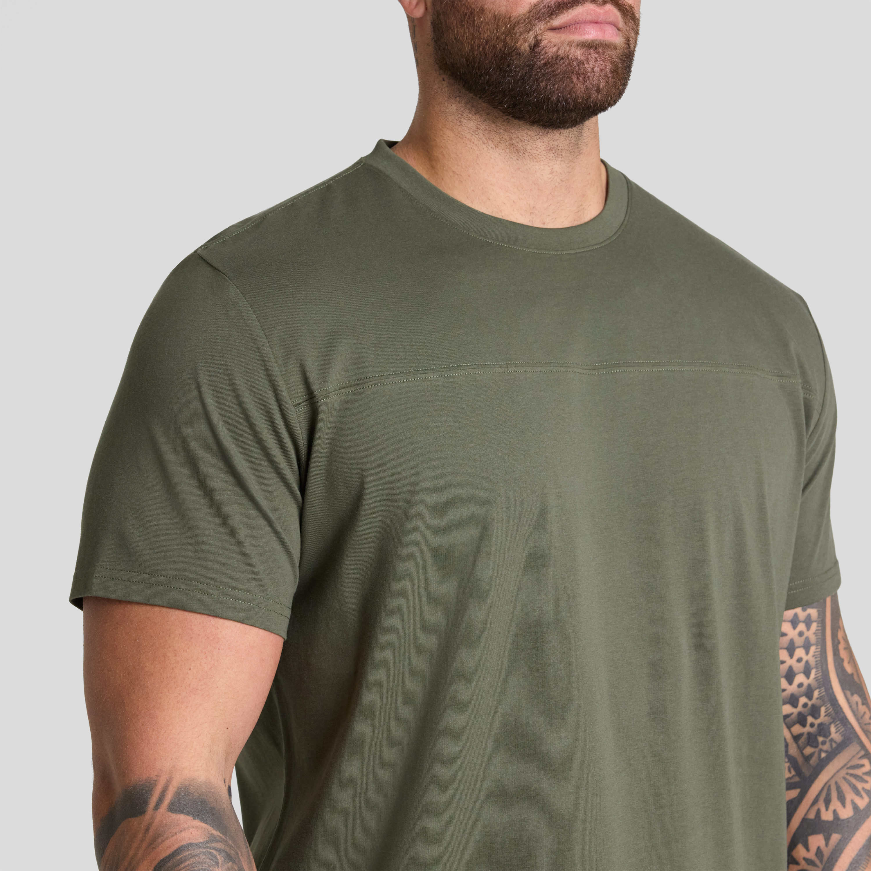 Khaki Essential Longline Panel Tee