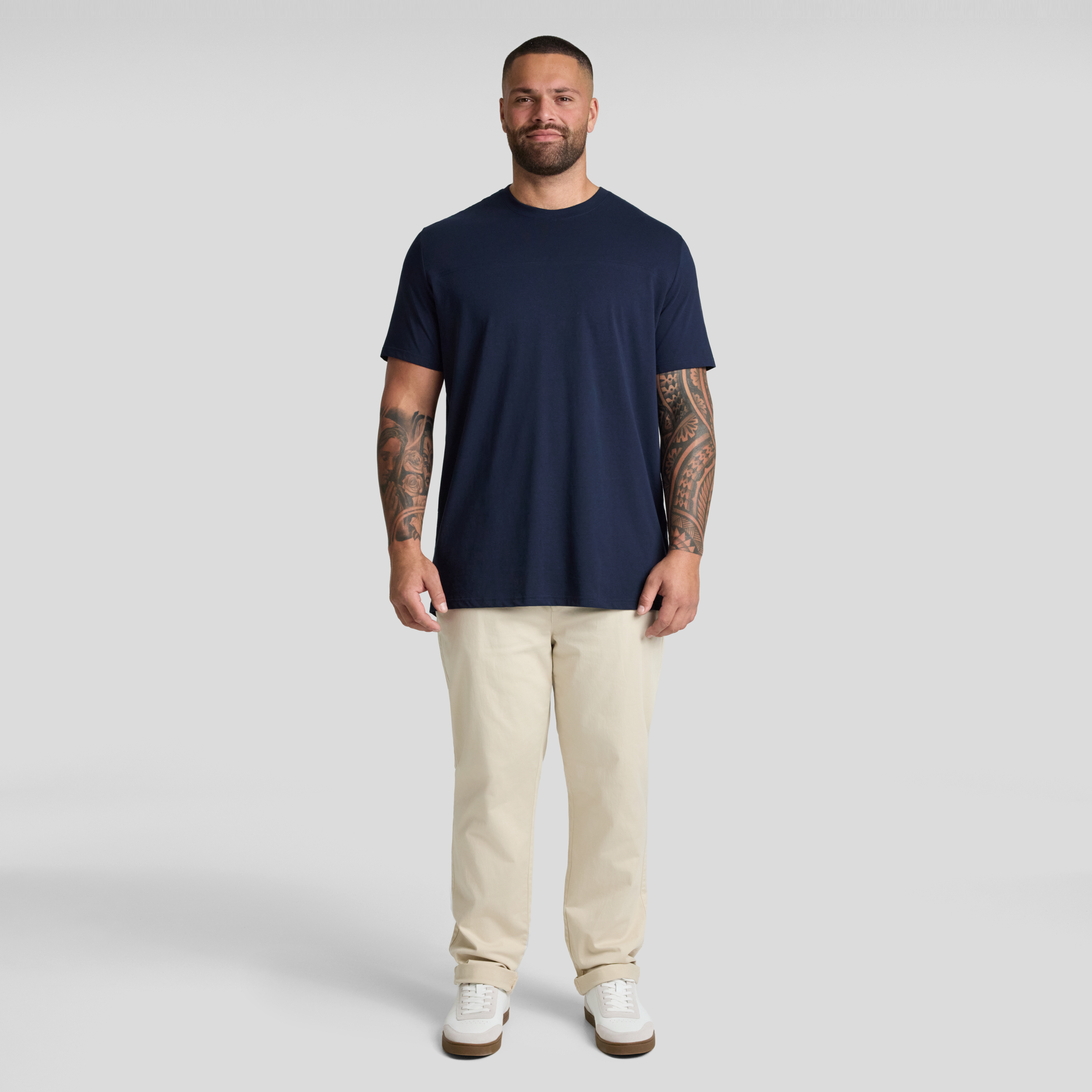 Navy Essential Longline Panel Tee