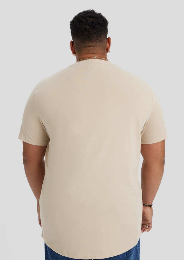 Almond Essential Longline Scoop Tee