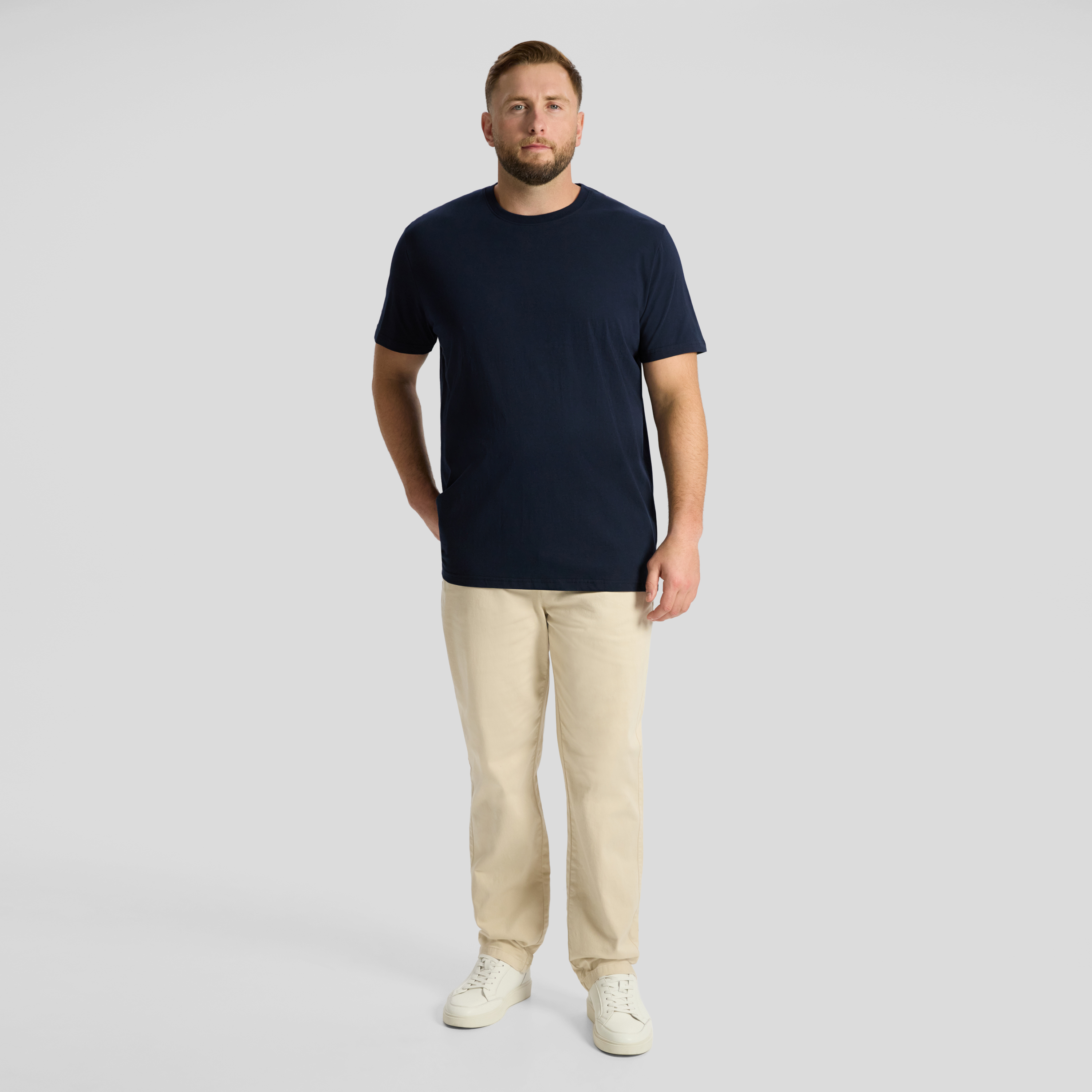 Navy Essential Longline Scoop Tee