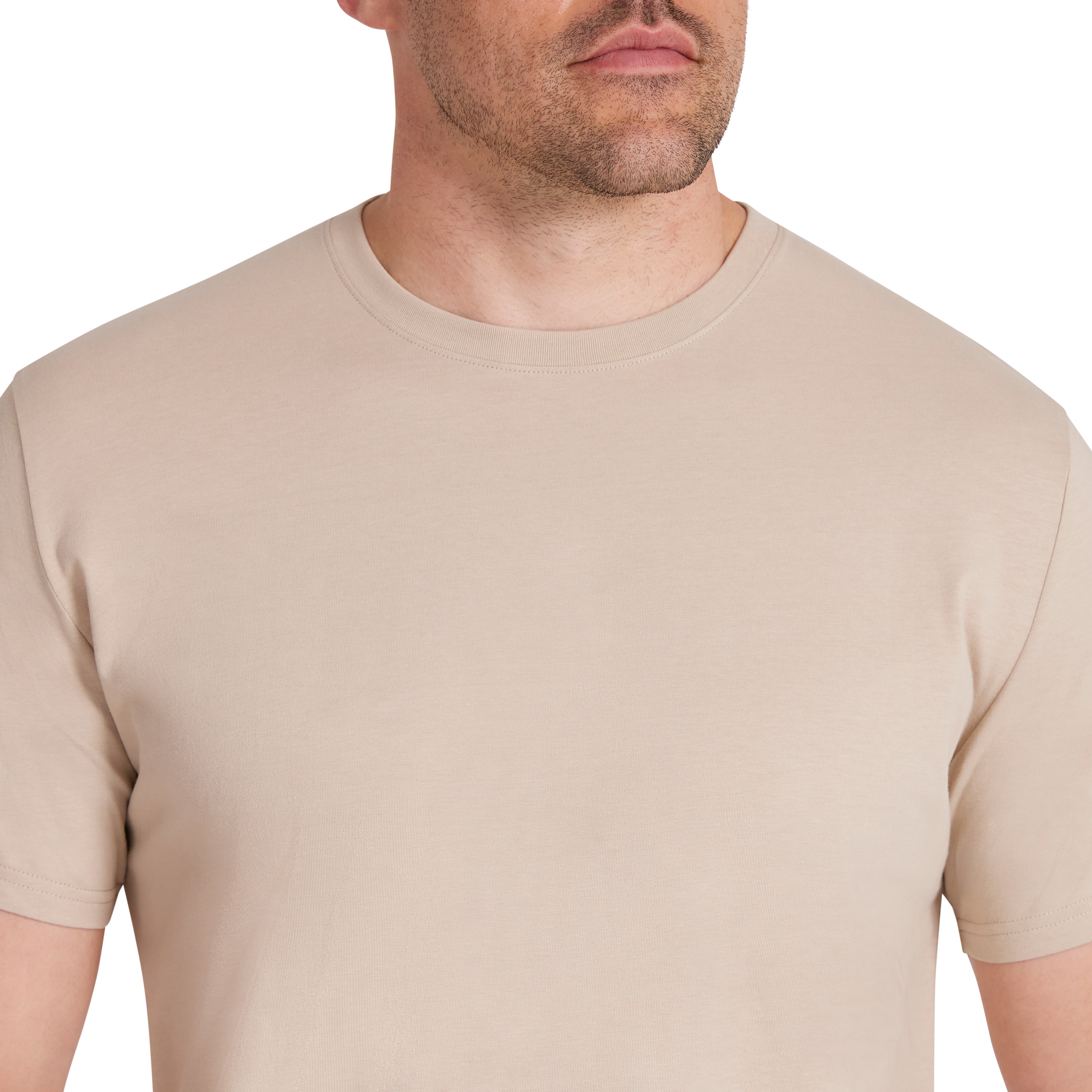 Beige Essential Crew Neck Tee