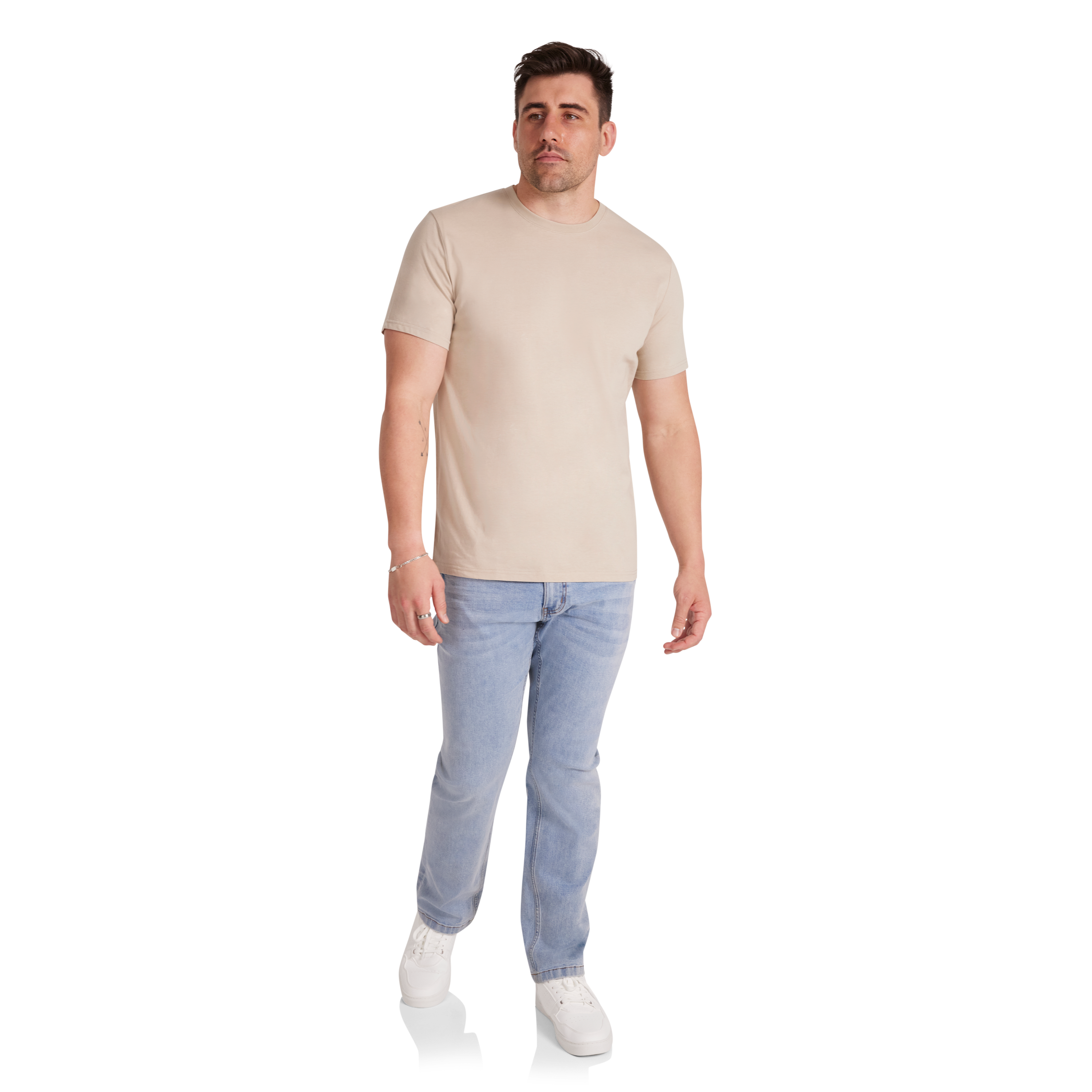 Beige Essential Crew Neck Tee