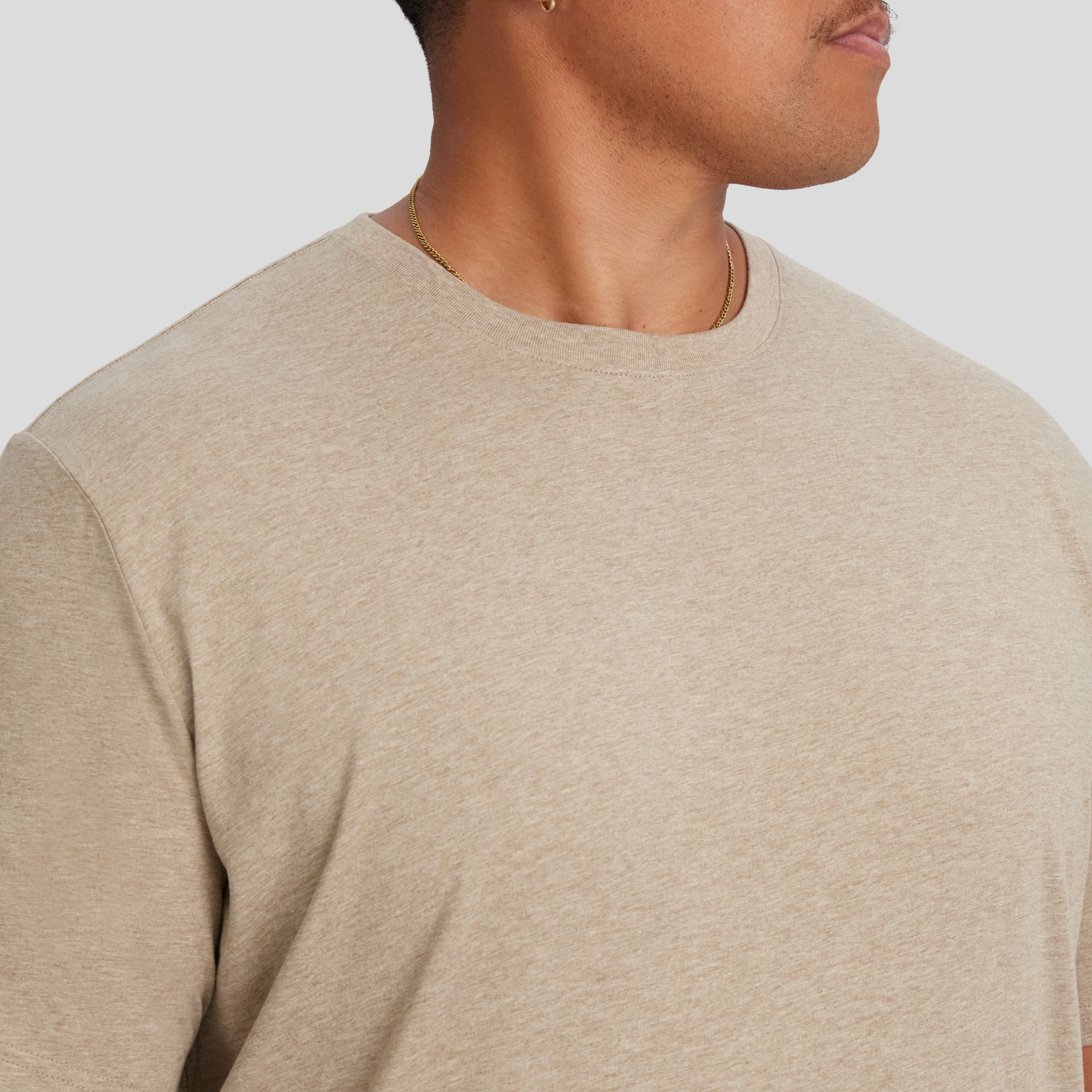 Beige Marle Essential Crew Neck Tee