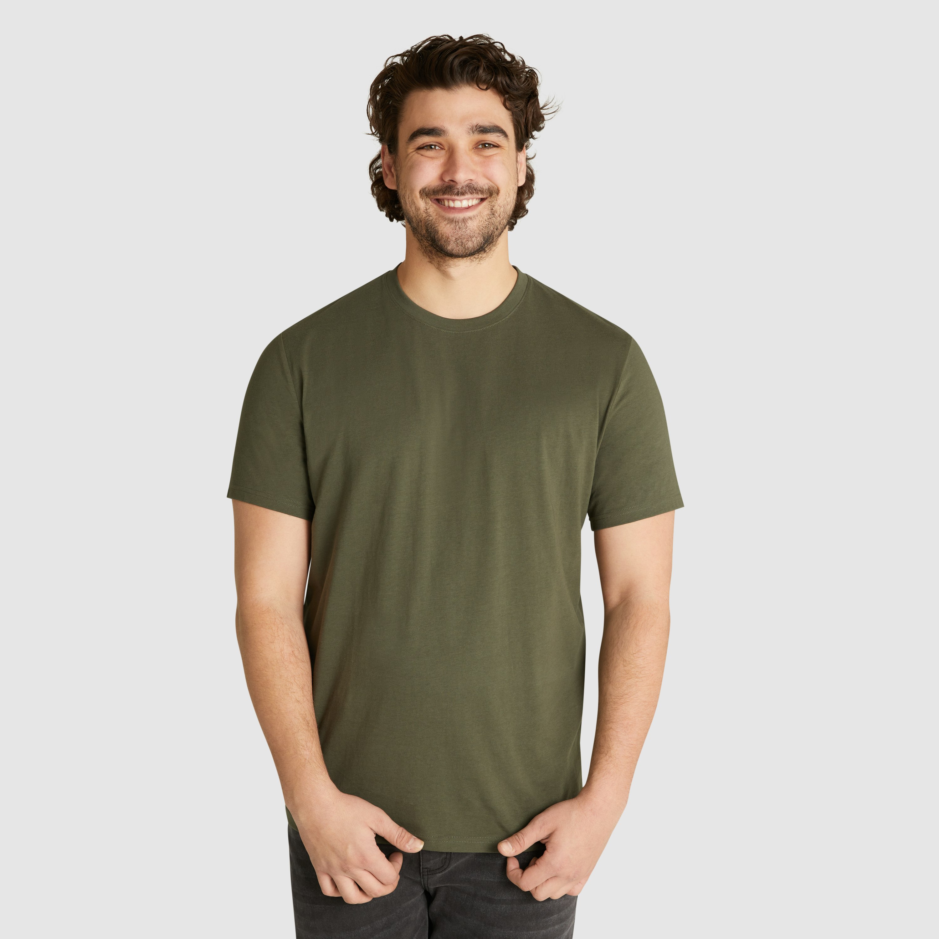 Dark Olive Essential Crew Neck Tee | Men's Tops | Johnny Bigg US