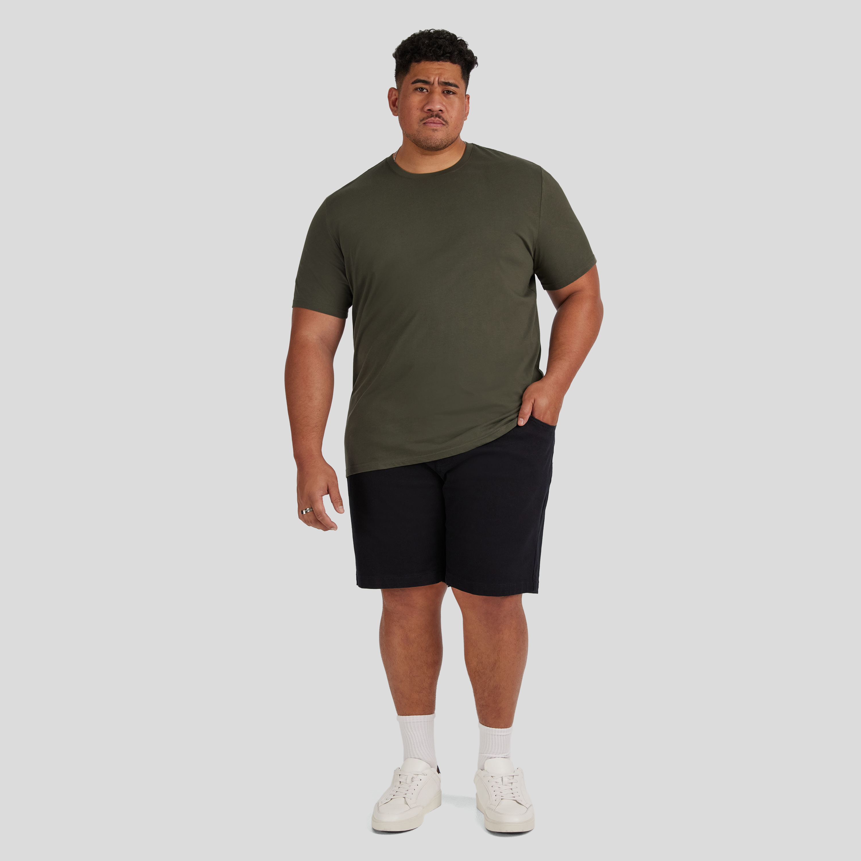 Khaki Essential Crew Neck Tee