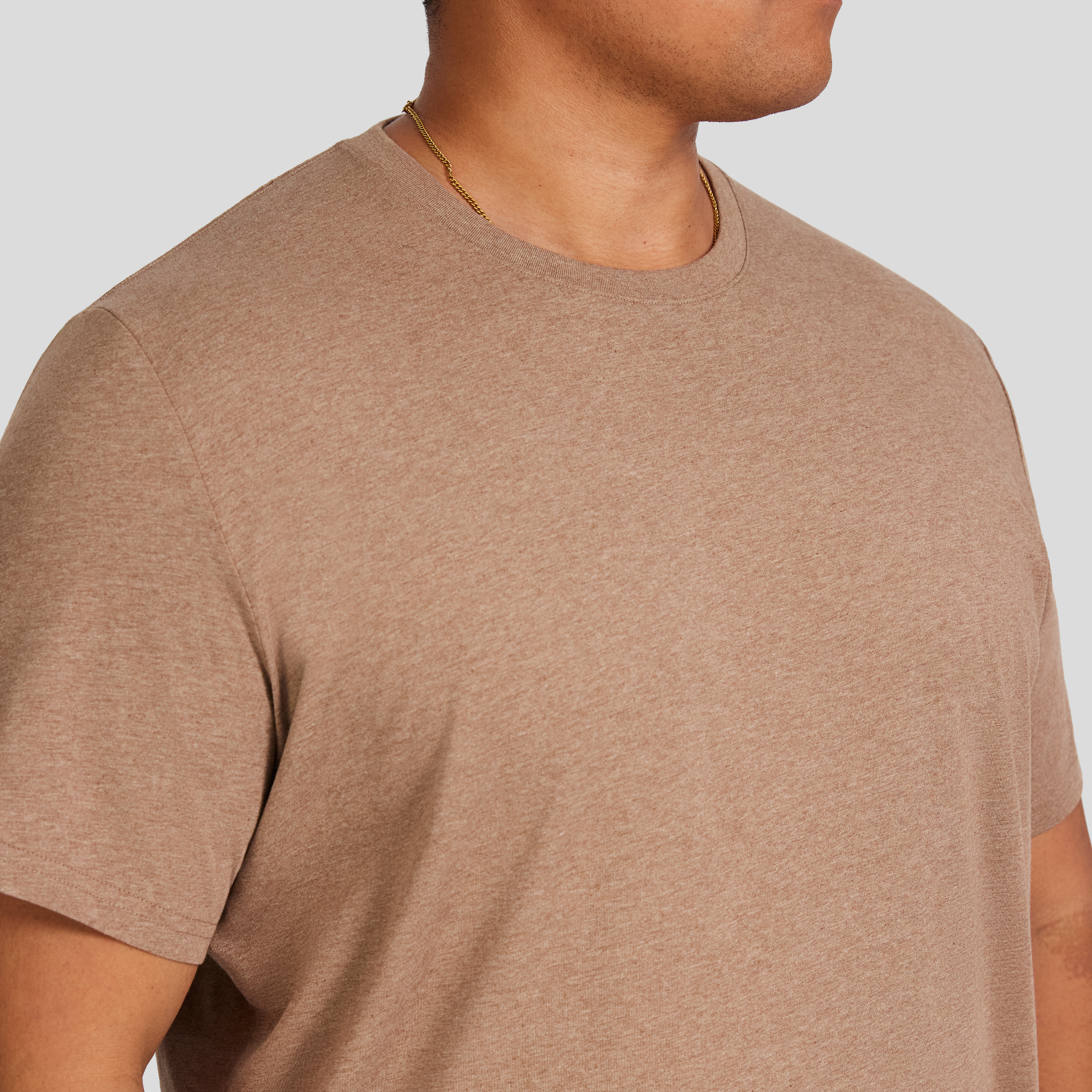 Taupe Marle Essential Crew Neck Tee