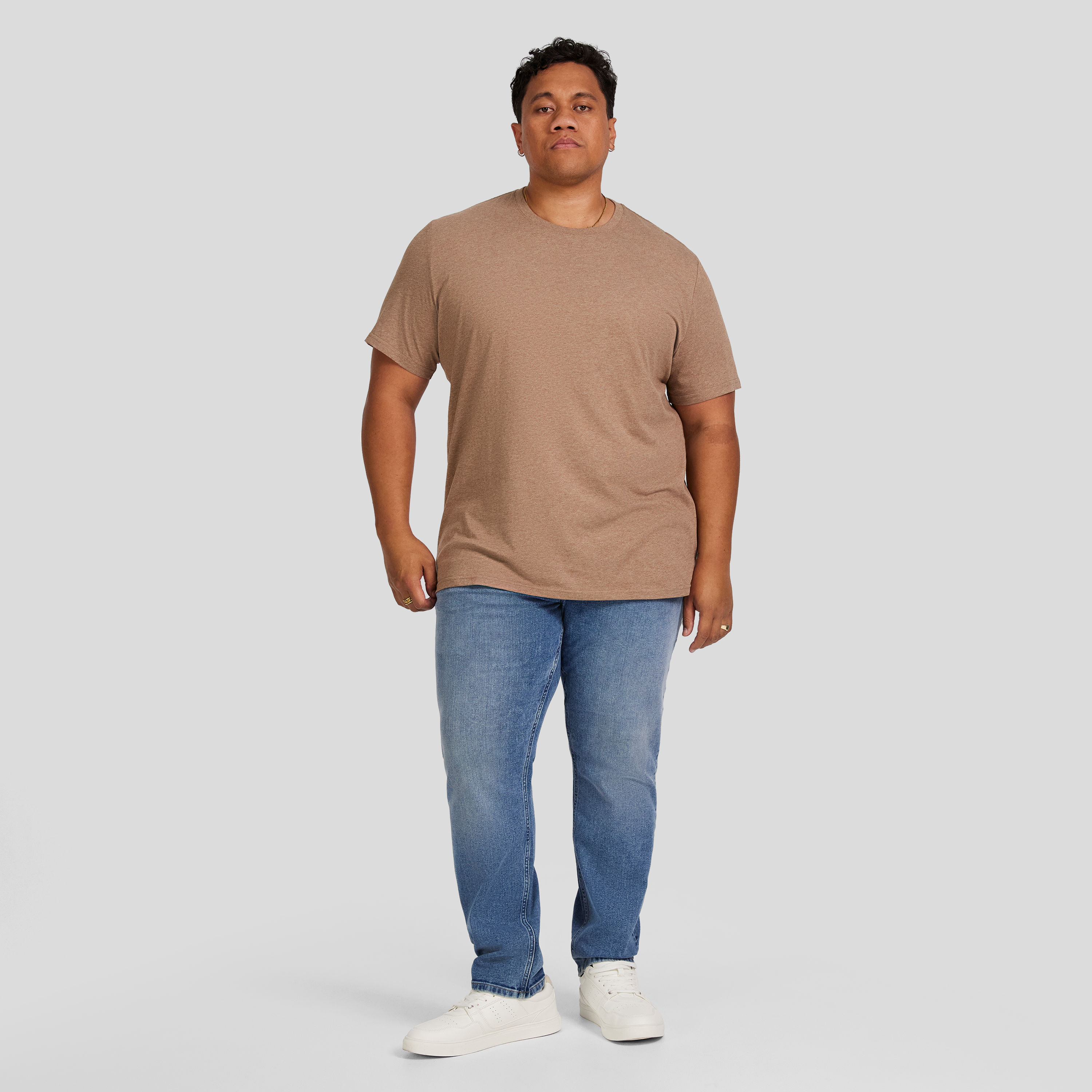 Taupe Marle Essential Crew Neck Tee