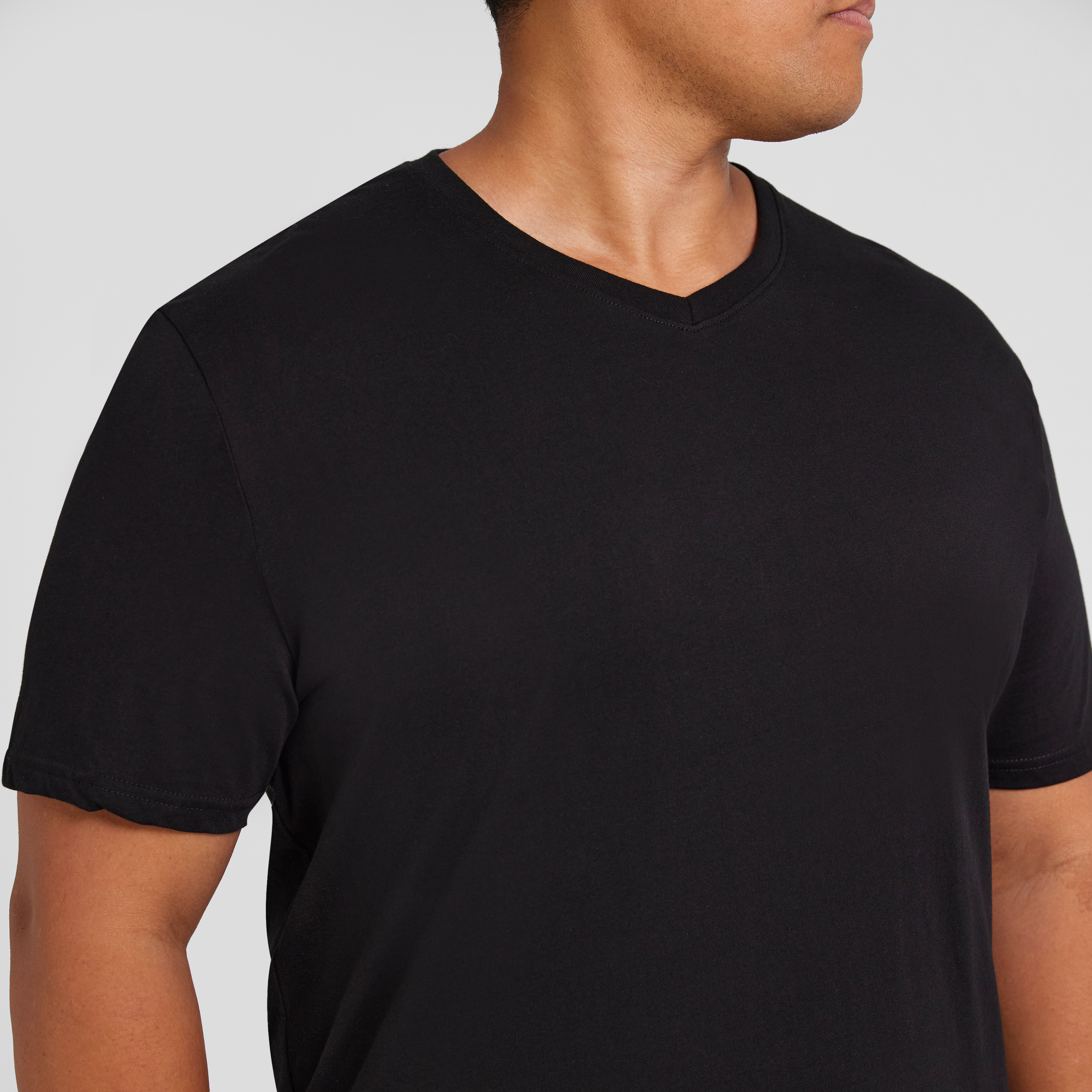 Black Essential V Neck Tee