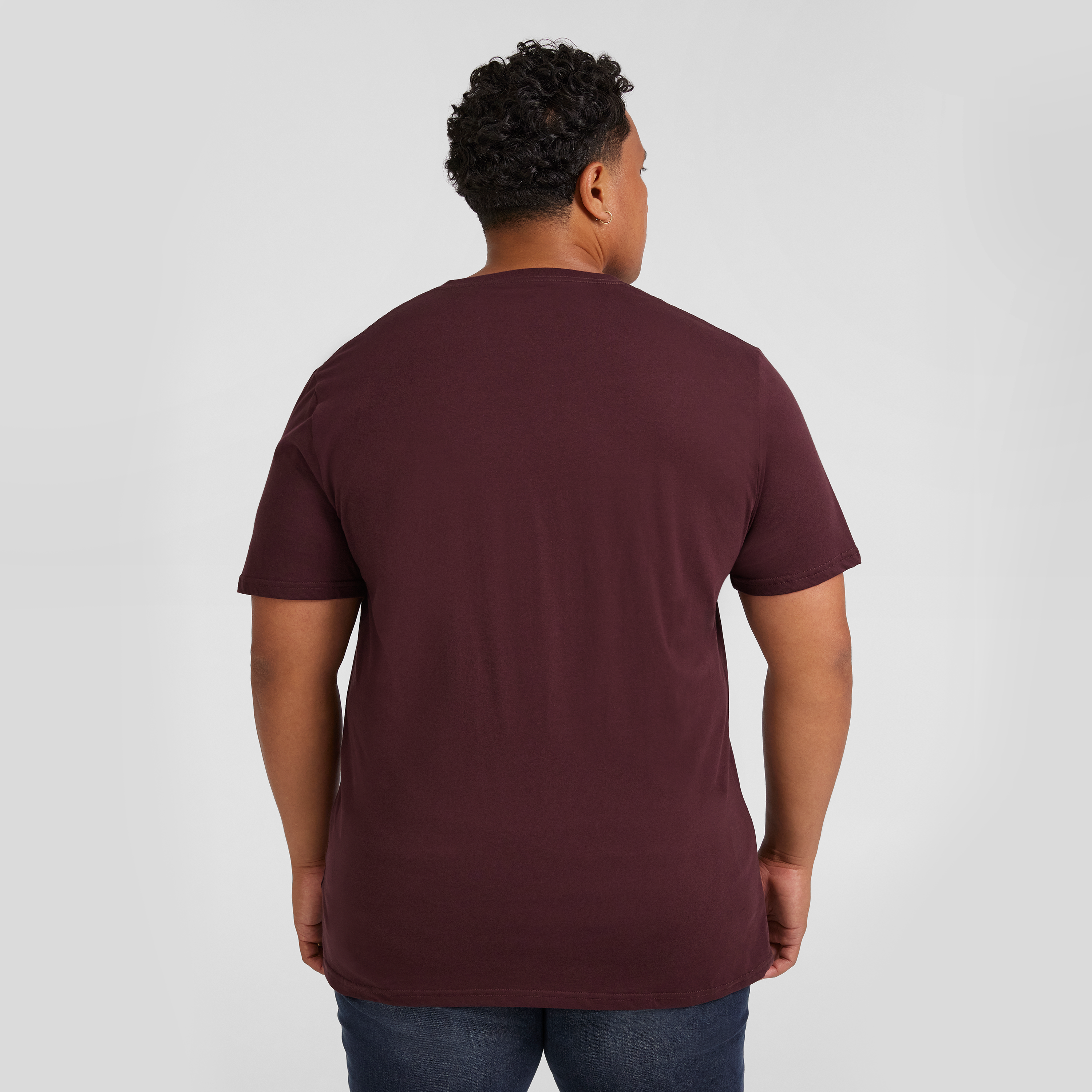Burgundy Essential V Neck Tee