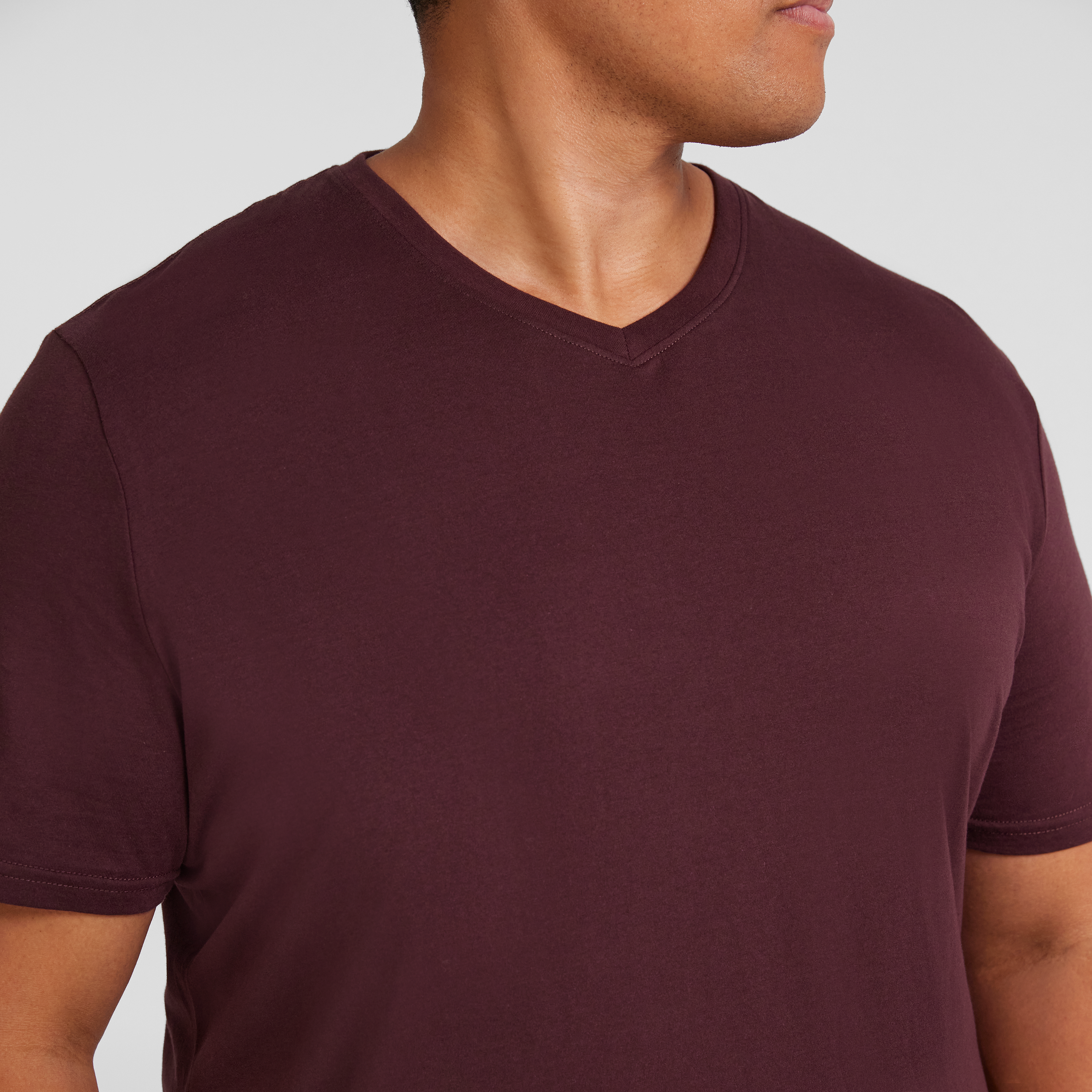 Burgundy Essential V Neck Tee