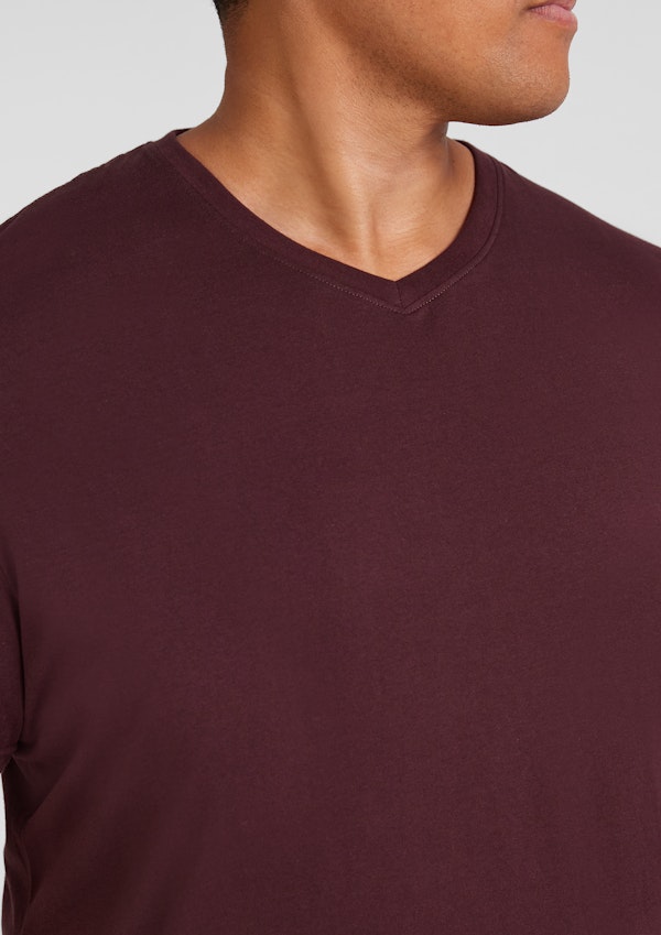 Burgundy Essential V Neck Tee