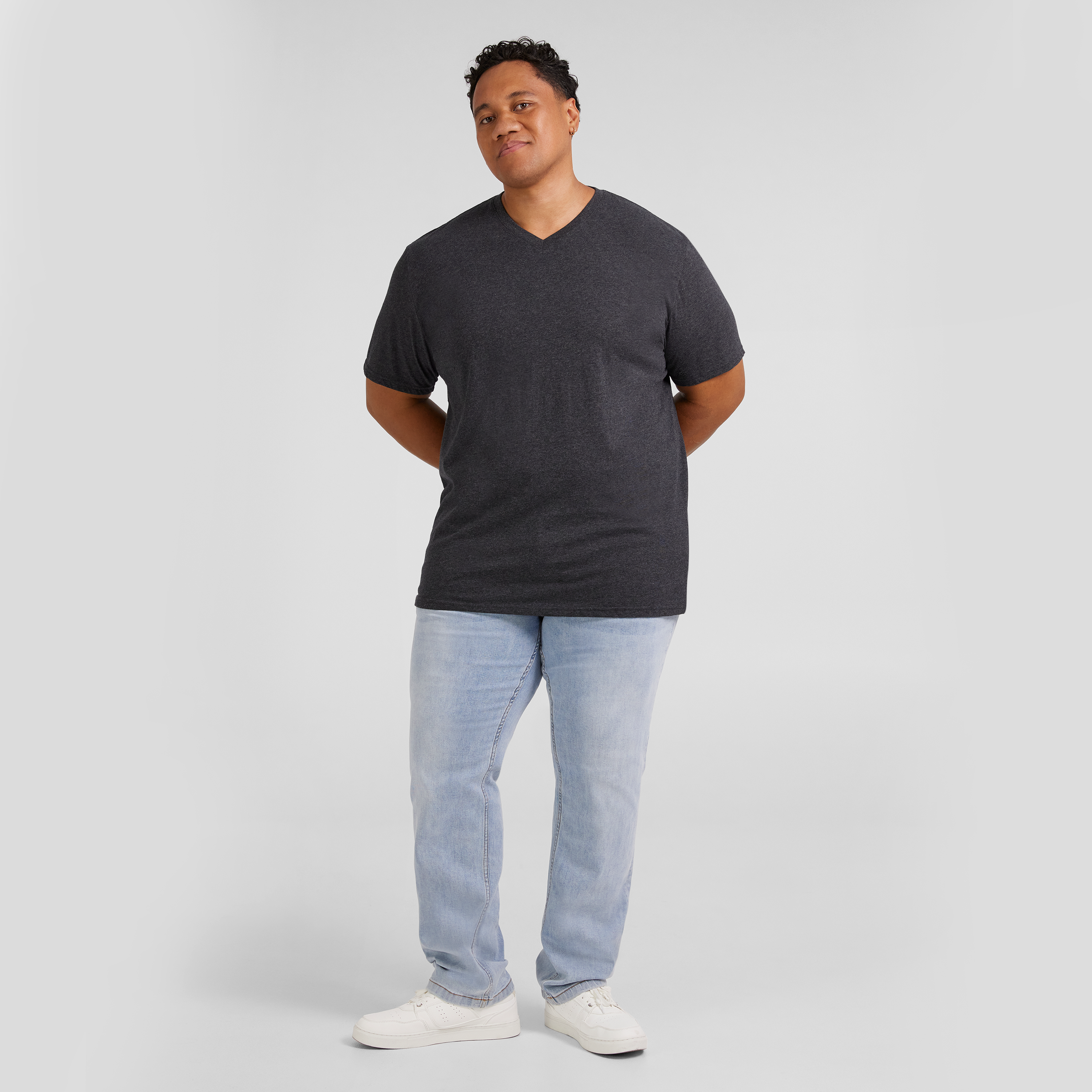 Charcoal Essential V Neck Tee