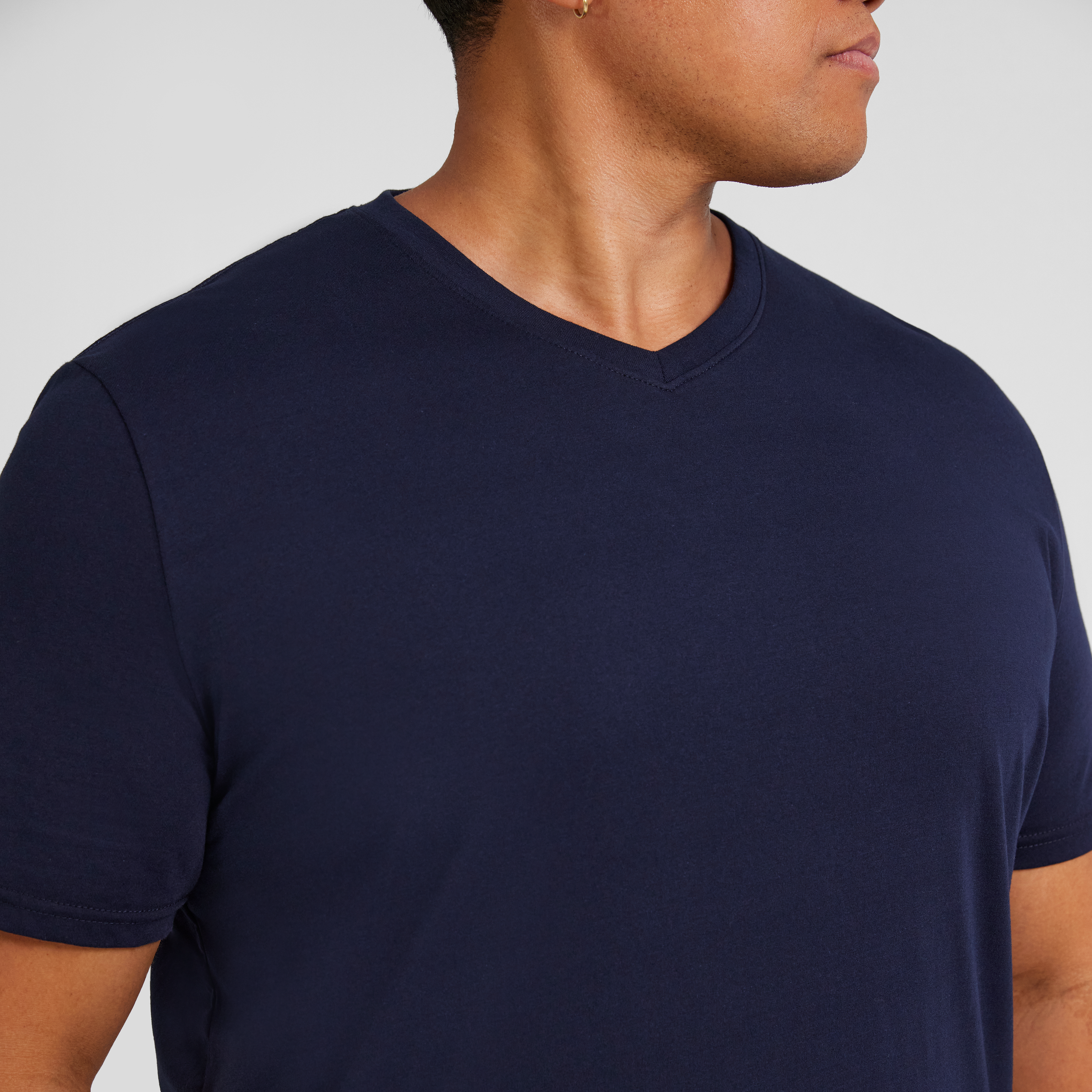 Navy Essential V Neck Tee