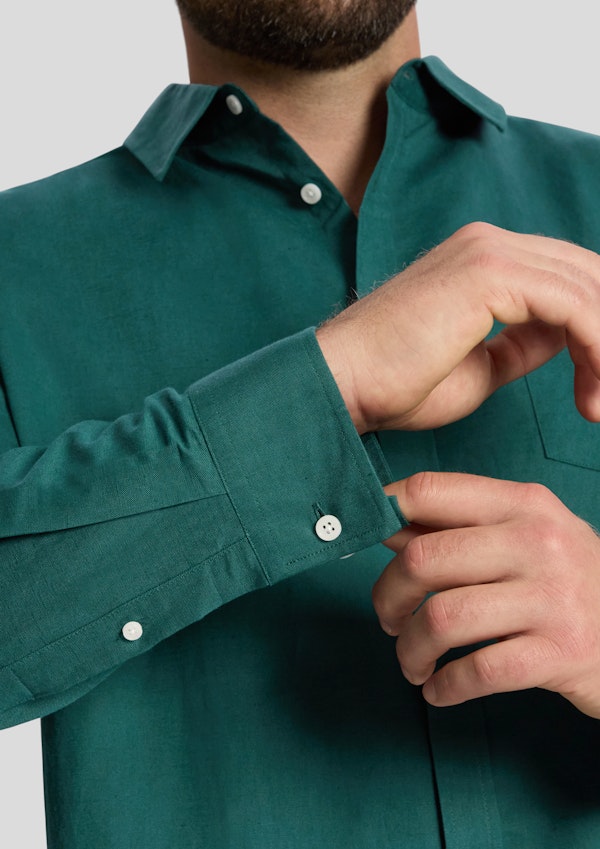 Dark Teal Anders Linen Shirt