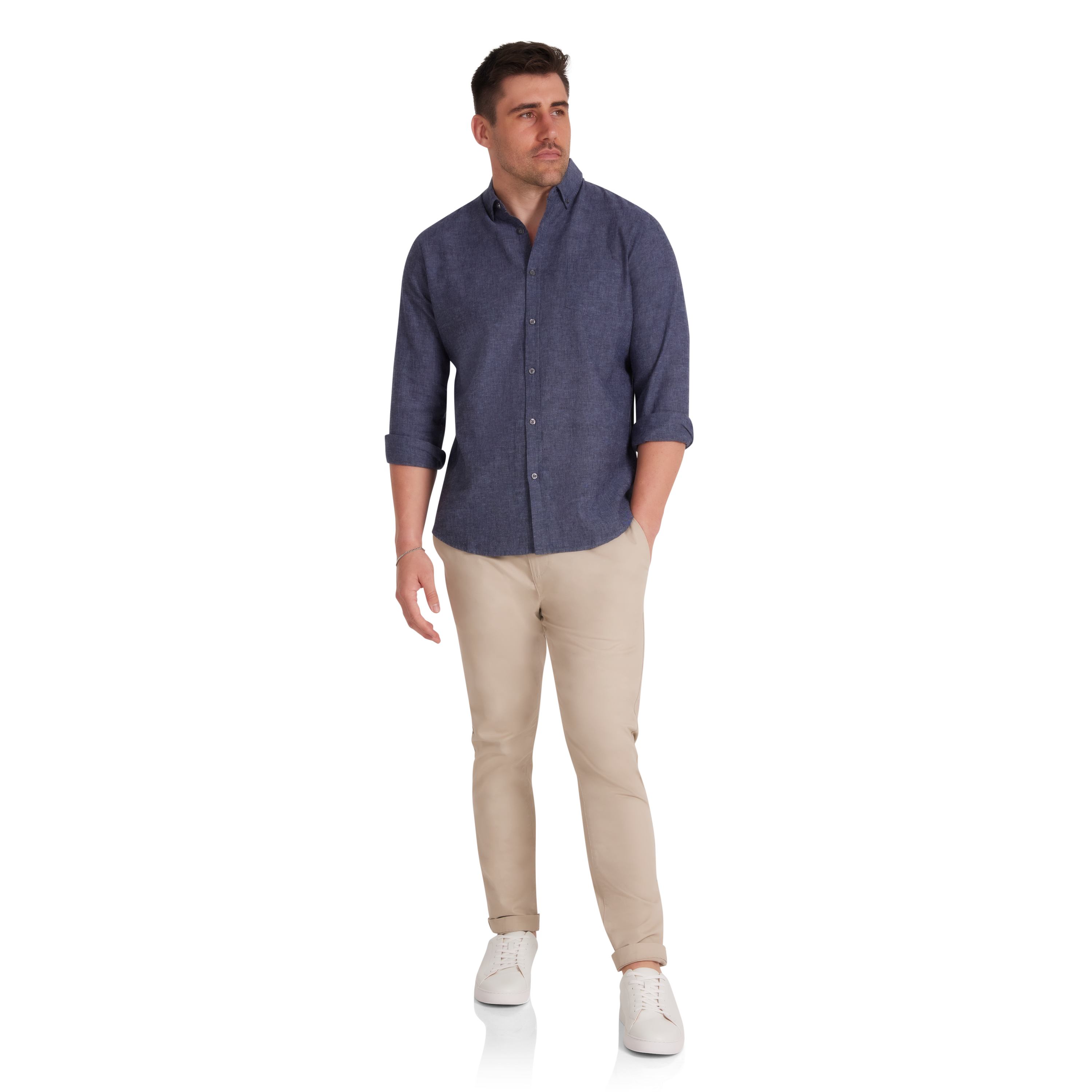 Indigo Serge Melange Linen Shirt