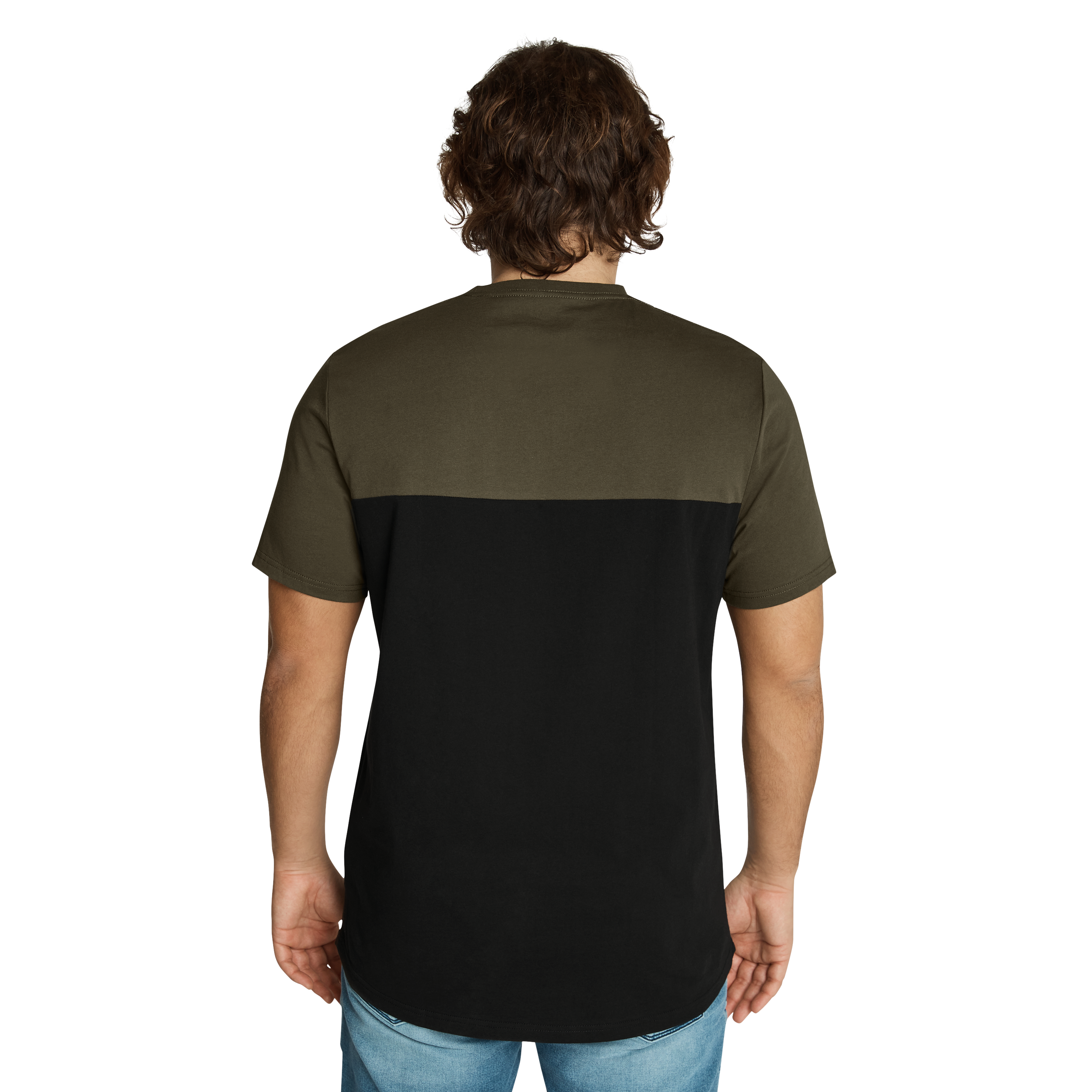 Khaki New York Splice Longline Scoop Tee