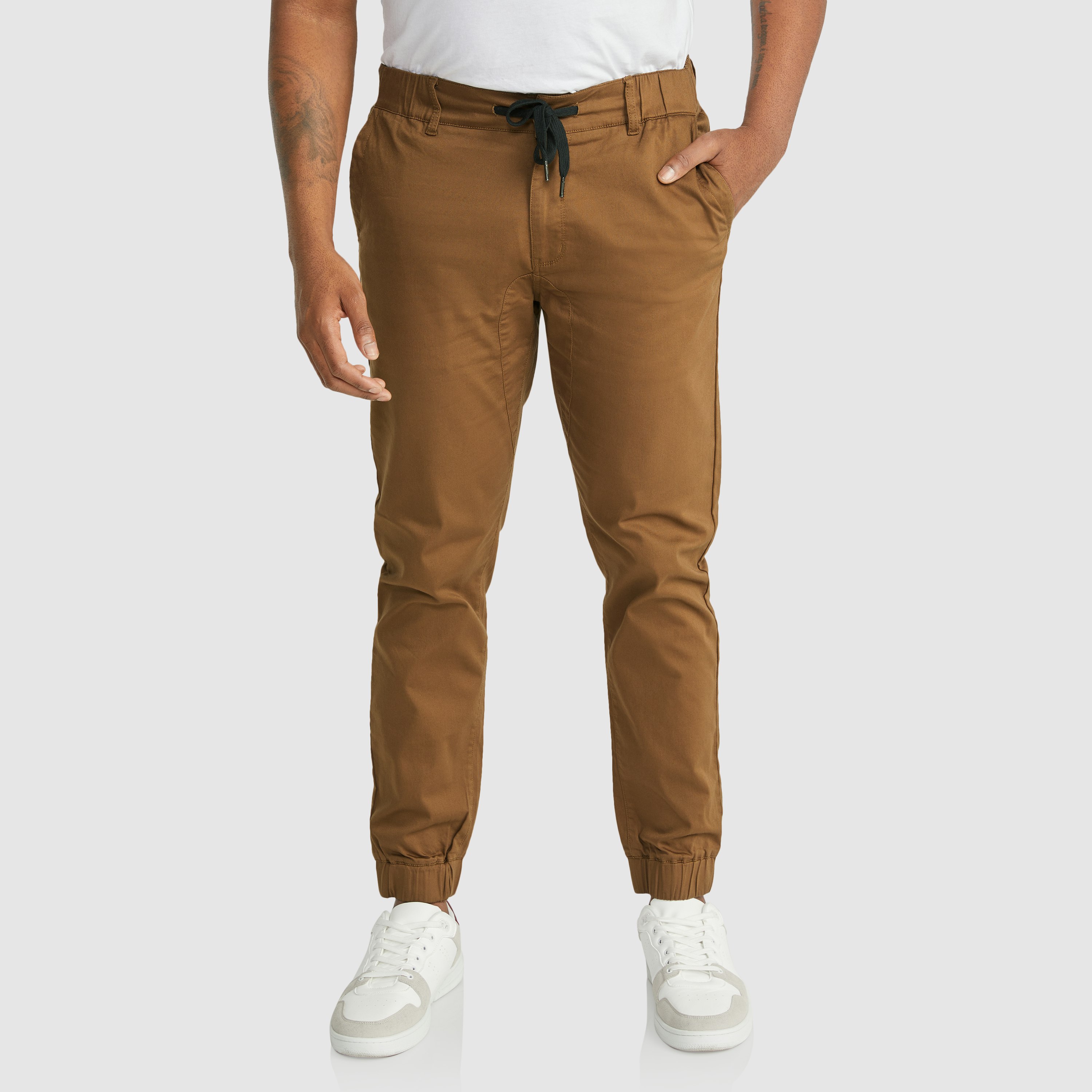 Mens khaki joggers deals with belt loops