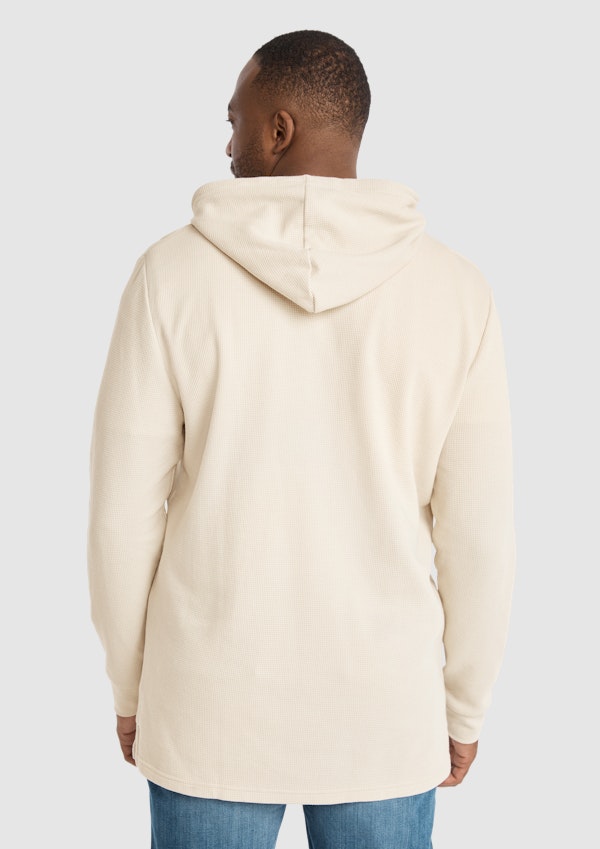 Waffle Hooded Long Sleeve Top