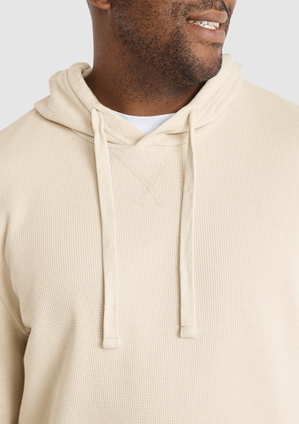 Waffle Hooded Long Sleeve Top