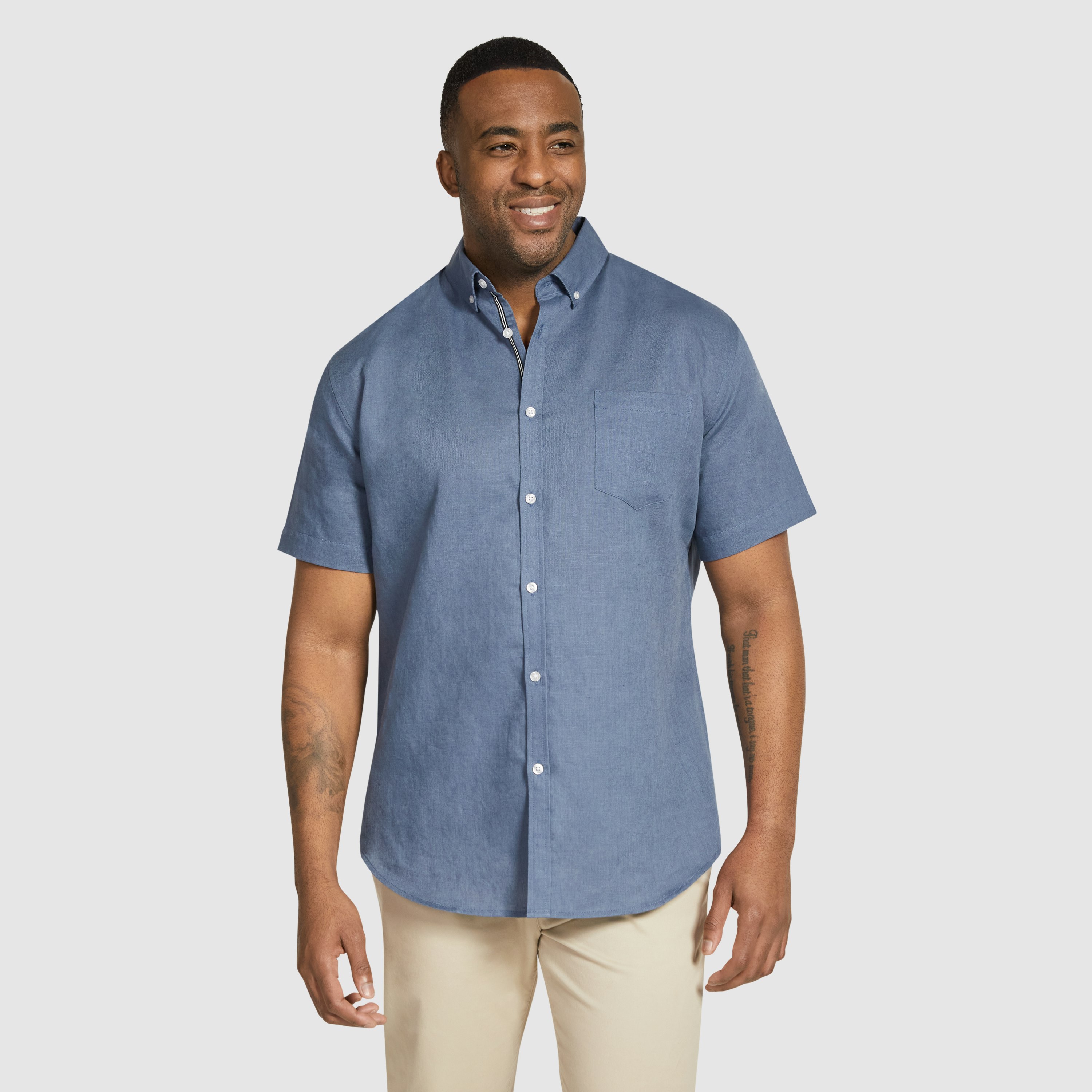 Denim Blue Fresno Linen Shirt | Men's Tops | Johnny Bigg AU