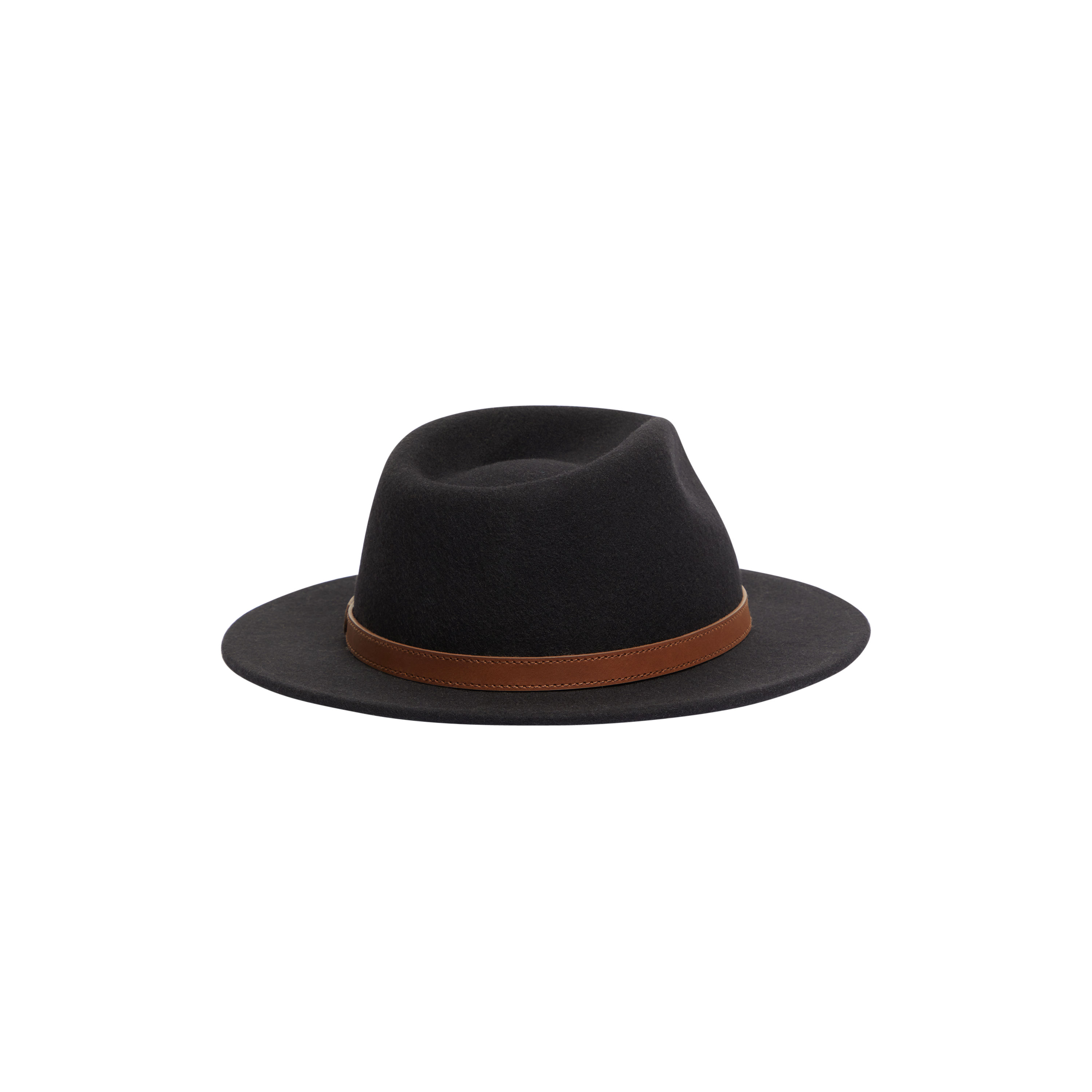 Black Wool Felt Fedora Hat