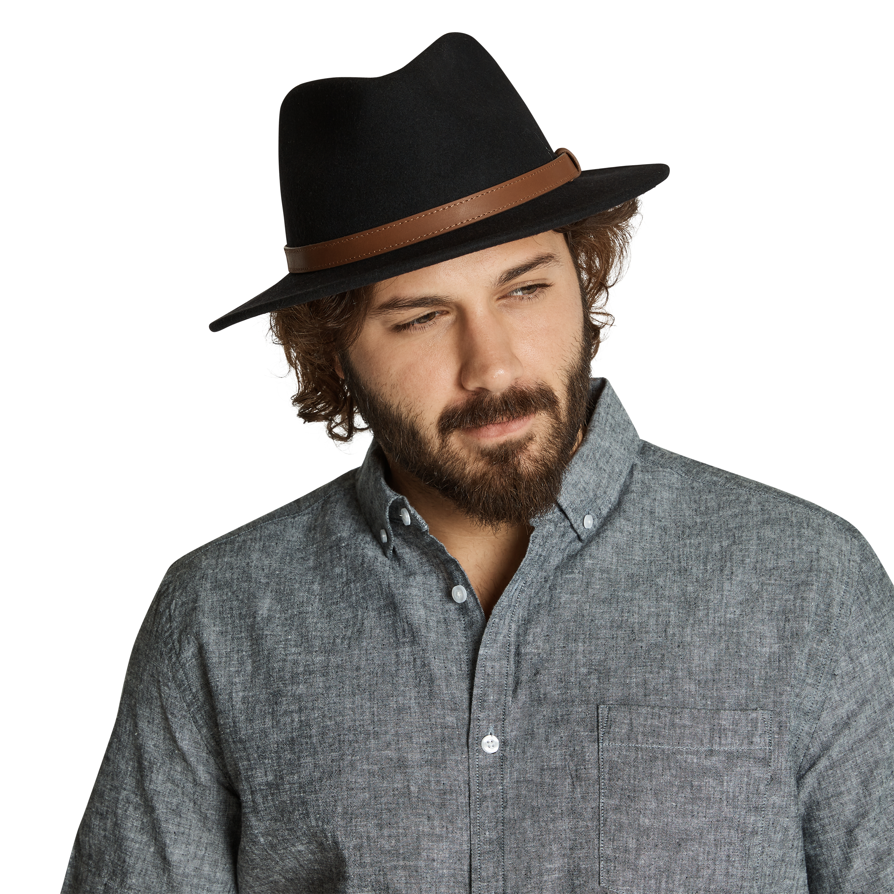 Black Wool Felt Fedora Hat