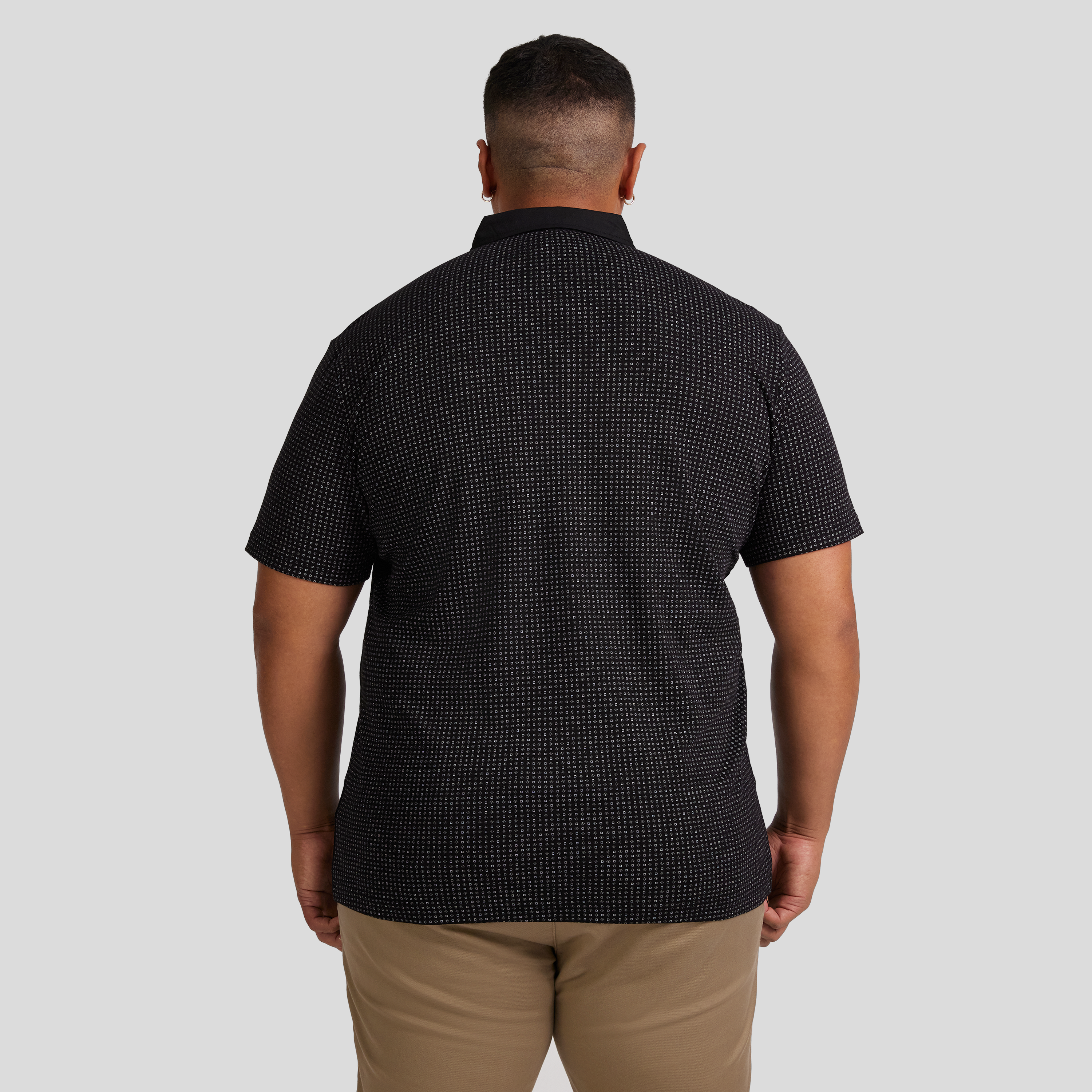 Black Bedford Print Polo