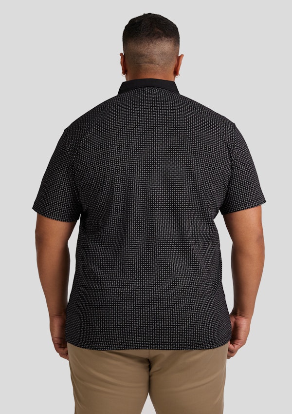 Black Bedford Print Polo