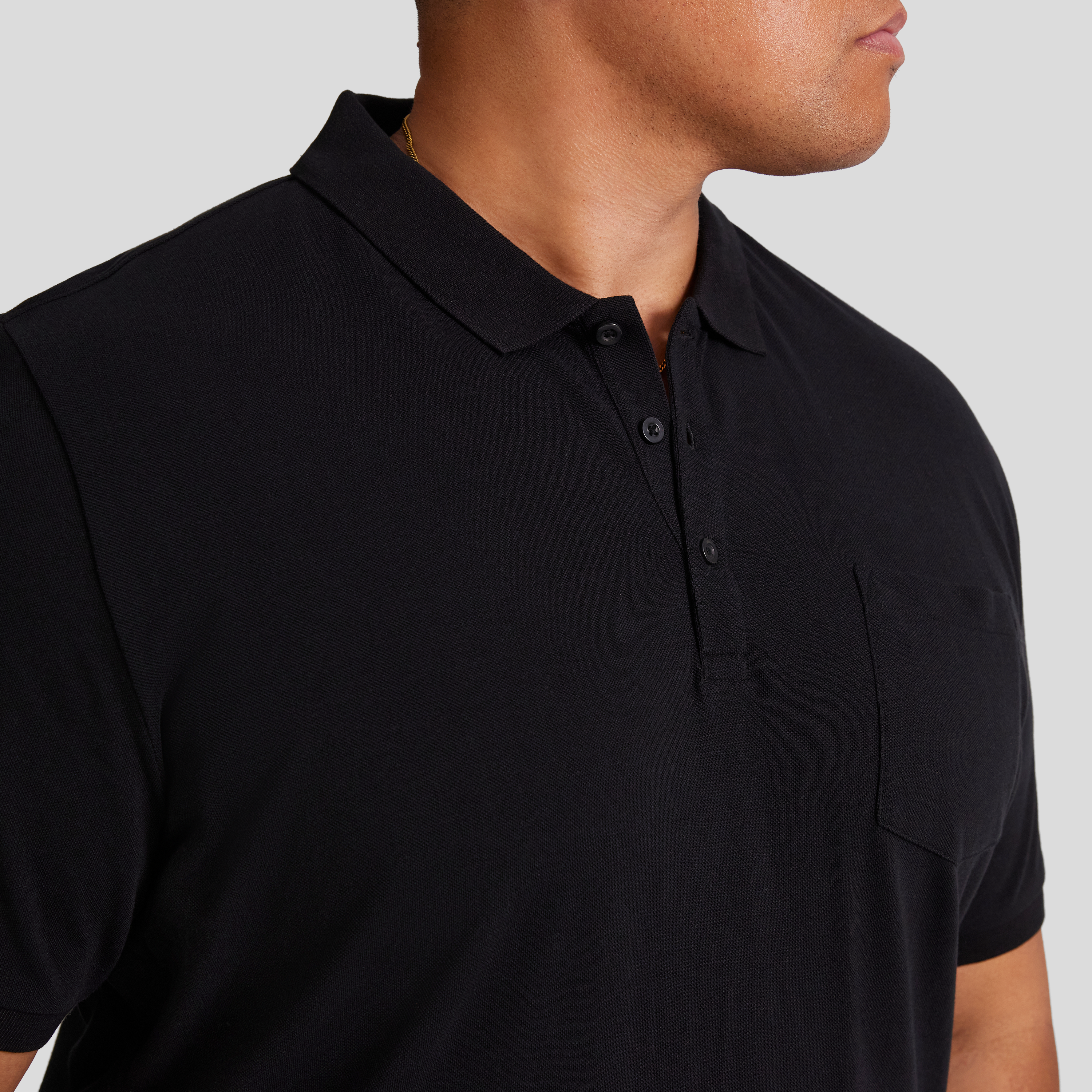 Black Plain Pique Polo