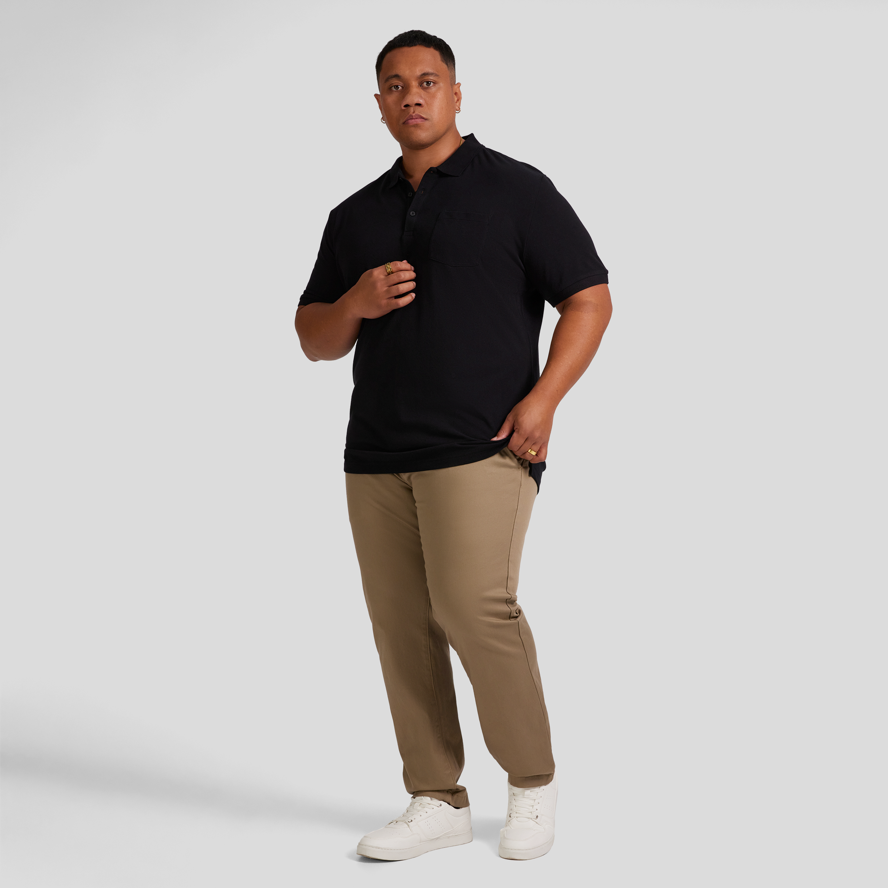 Black Plain Pique Polo