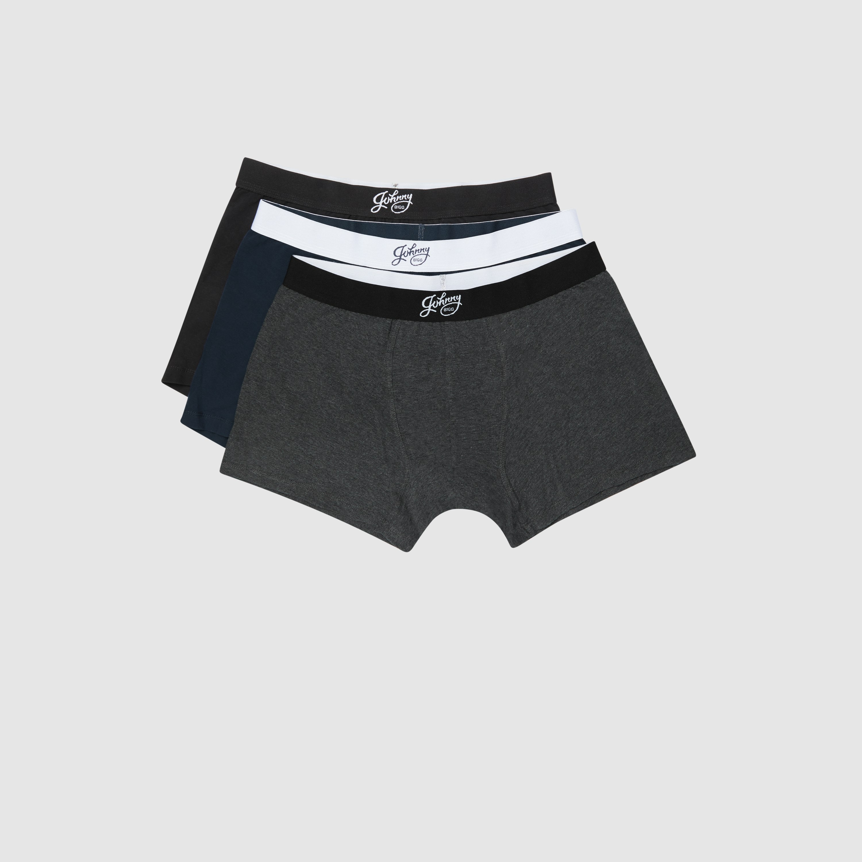 Black/Charcoal/Navy 3Pack Cotton Trunks