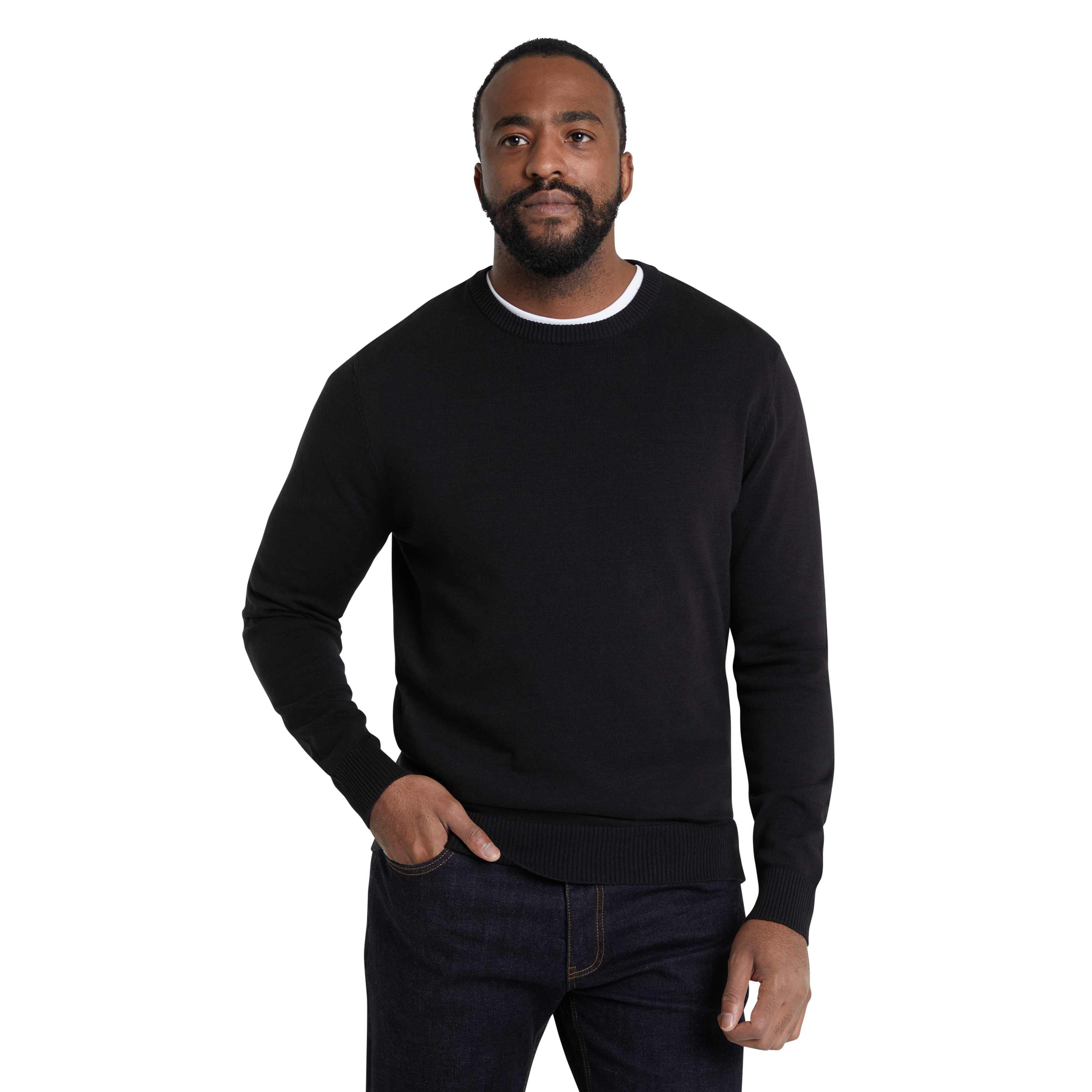 Black Essential Crew Neck Sweater Men's Tops Johnny Bigg US