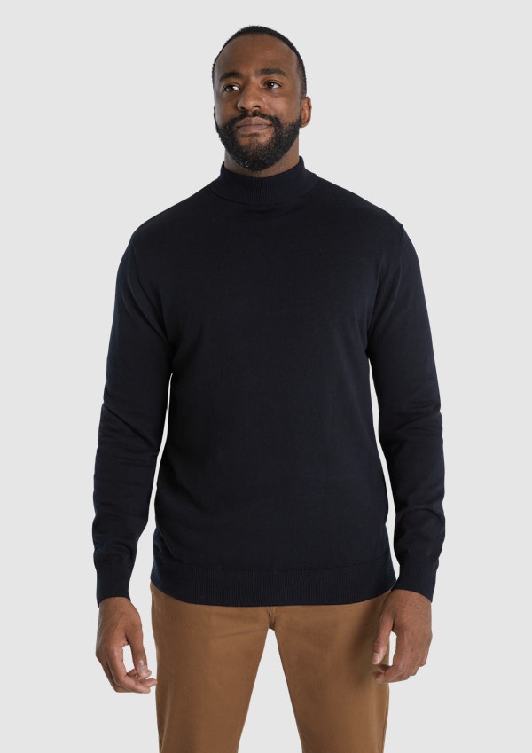 Black Essential Turtle Neck Sweater, Men's Tops