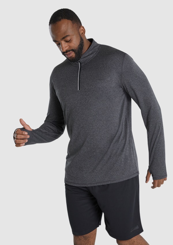 Charcoal Active Half Zip Long Sleeve Top