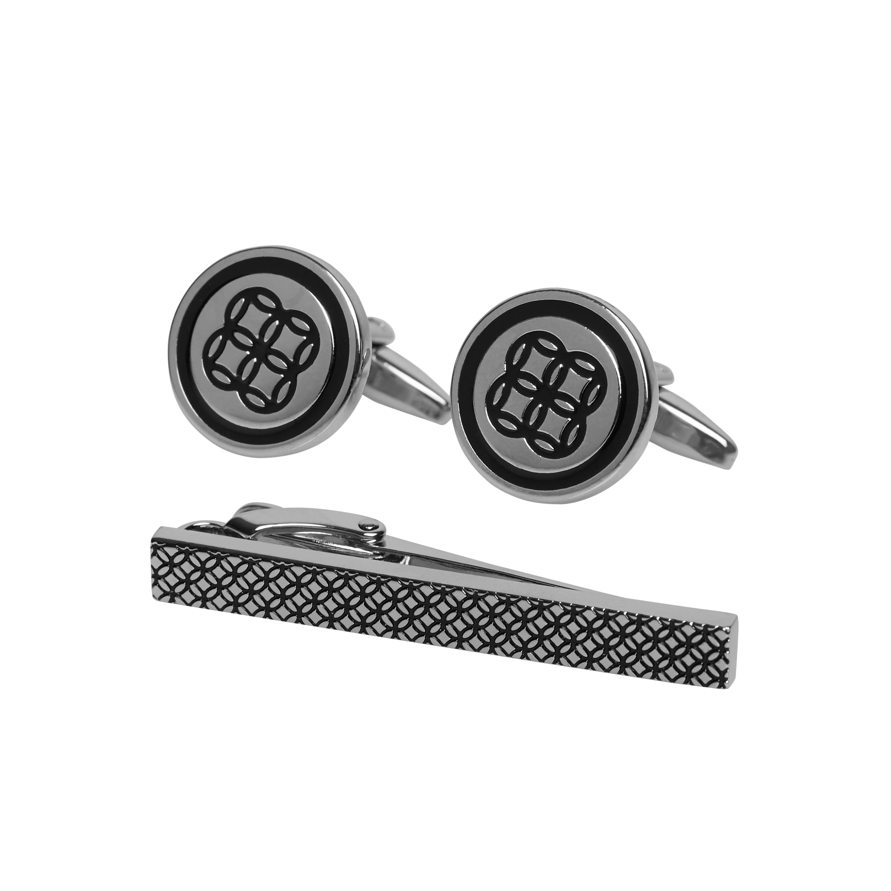 Silver Geo Cufflink & Tie Pin Set Men's Accessories Johnny Bigg AU