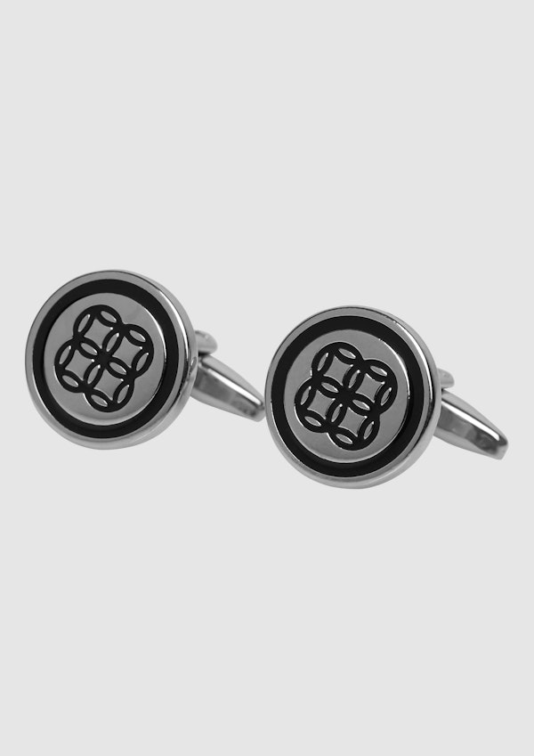 Silver Geo Cufflink & Tie Pin Set