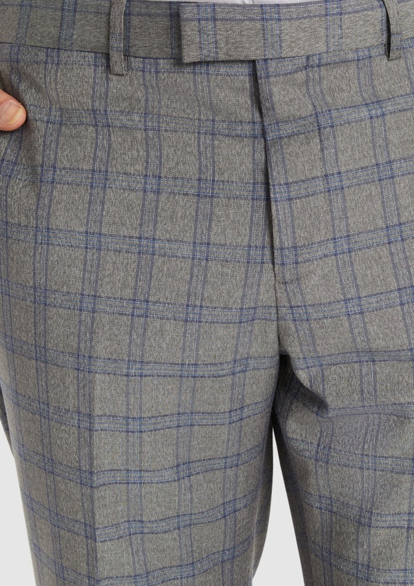 Grey Patterson Check Stretch Dress Pant