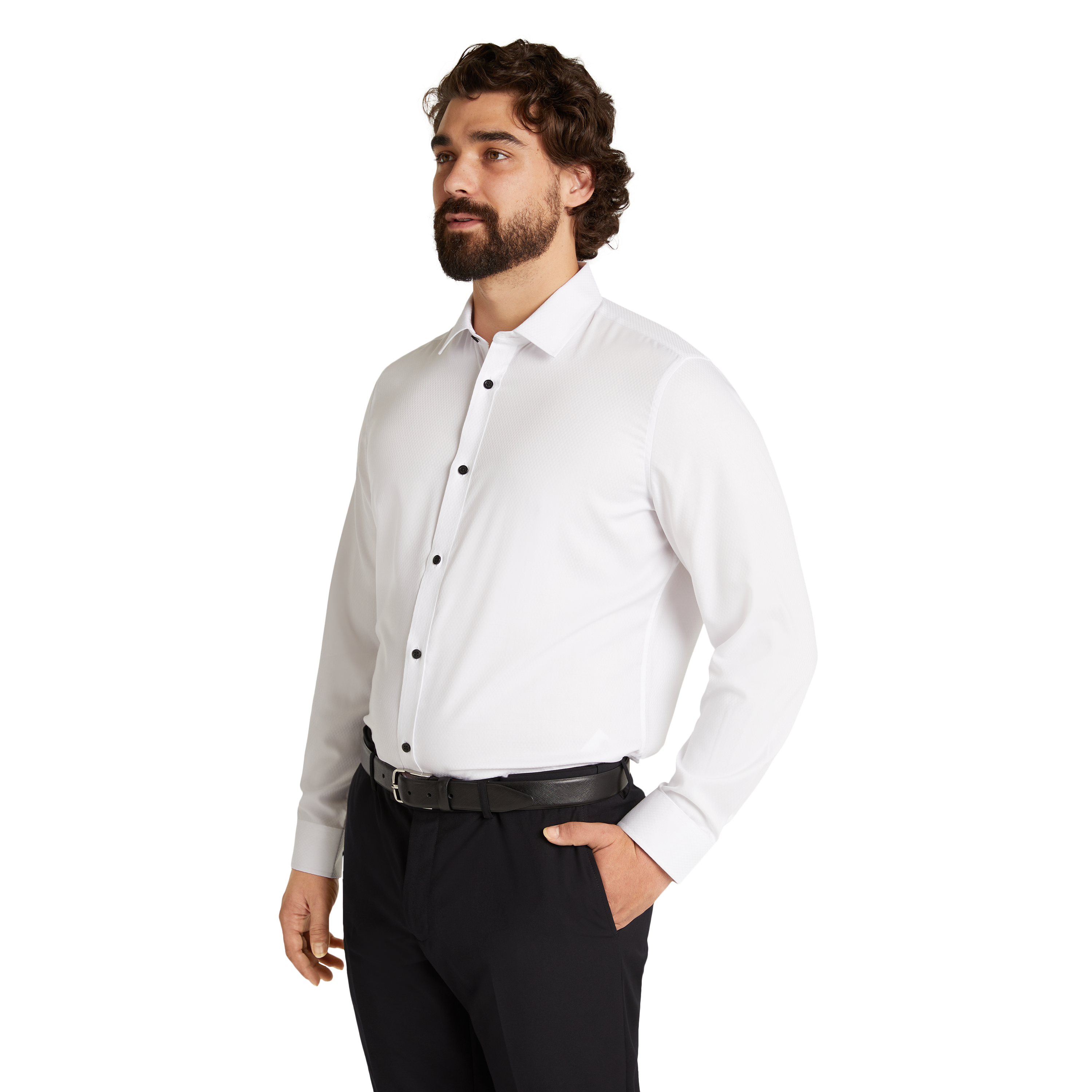 White Washington Textured Bamboo Blend Shirt