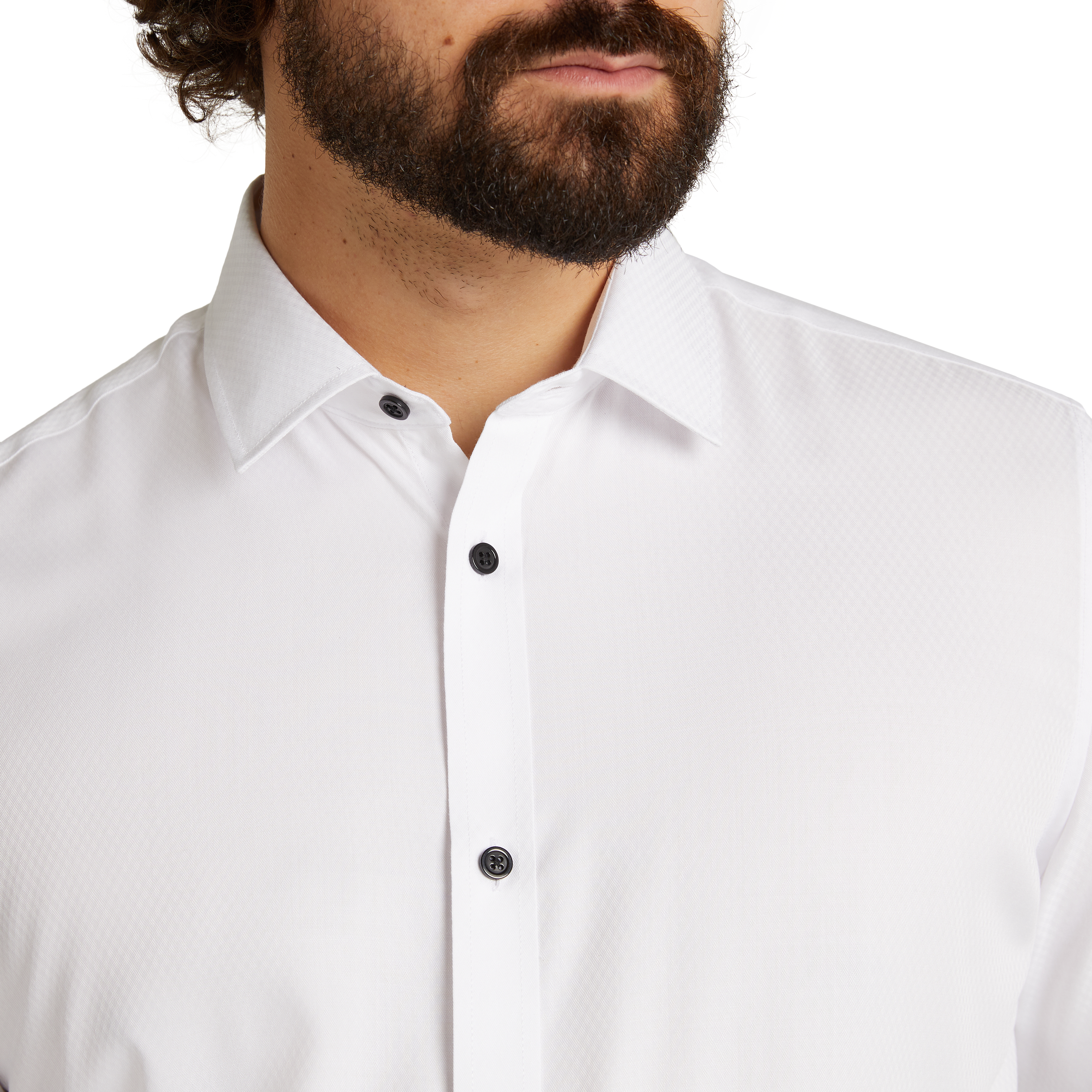 White Washington Textured Bamboo Blend Shirt