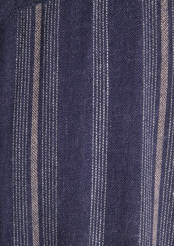 Navy Everett Stripe Linen Blend Shirt