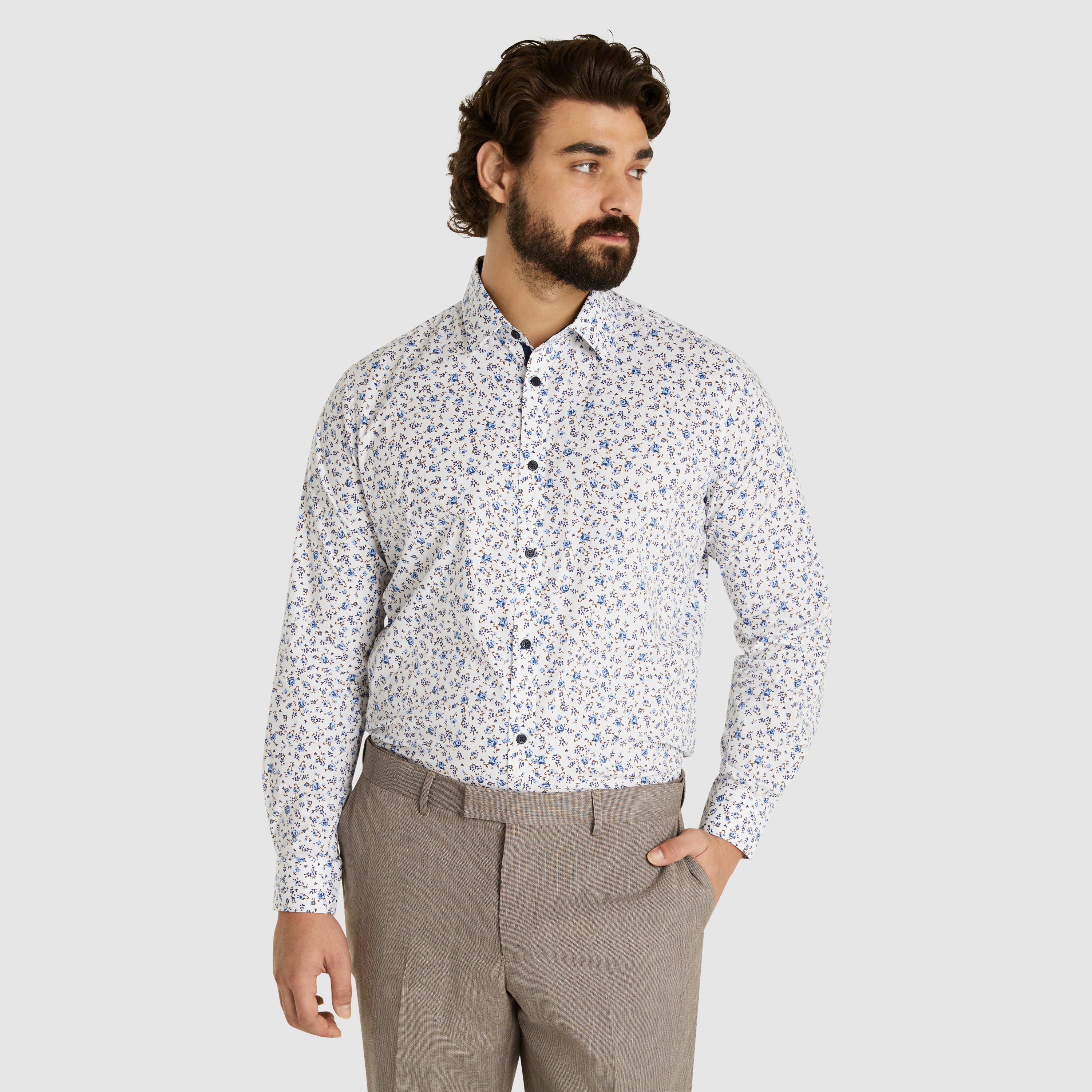 Blue Lewis Floral Stretch Shirt | Men's Tops | Johnny Bigg US