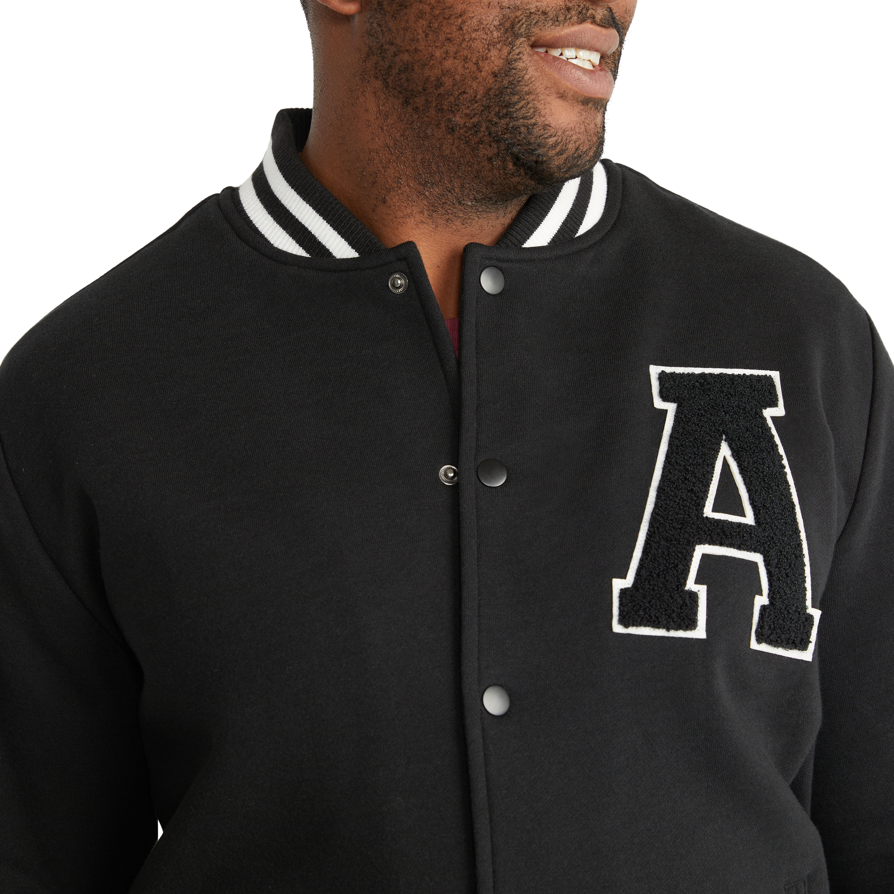 Black Letterman Jacket Men's Tops Johnny Bigg US