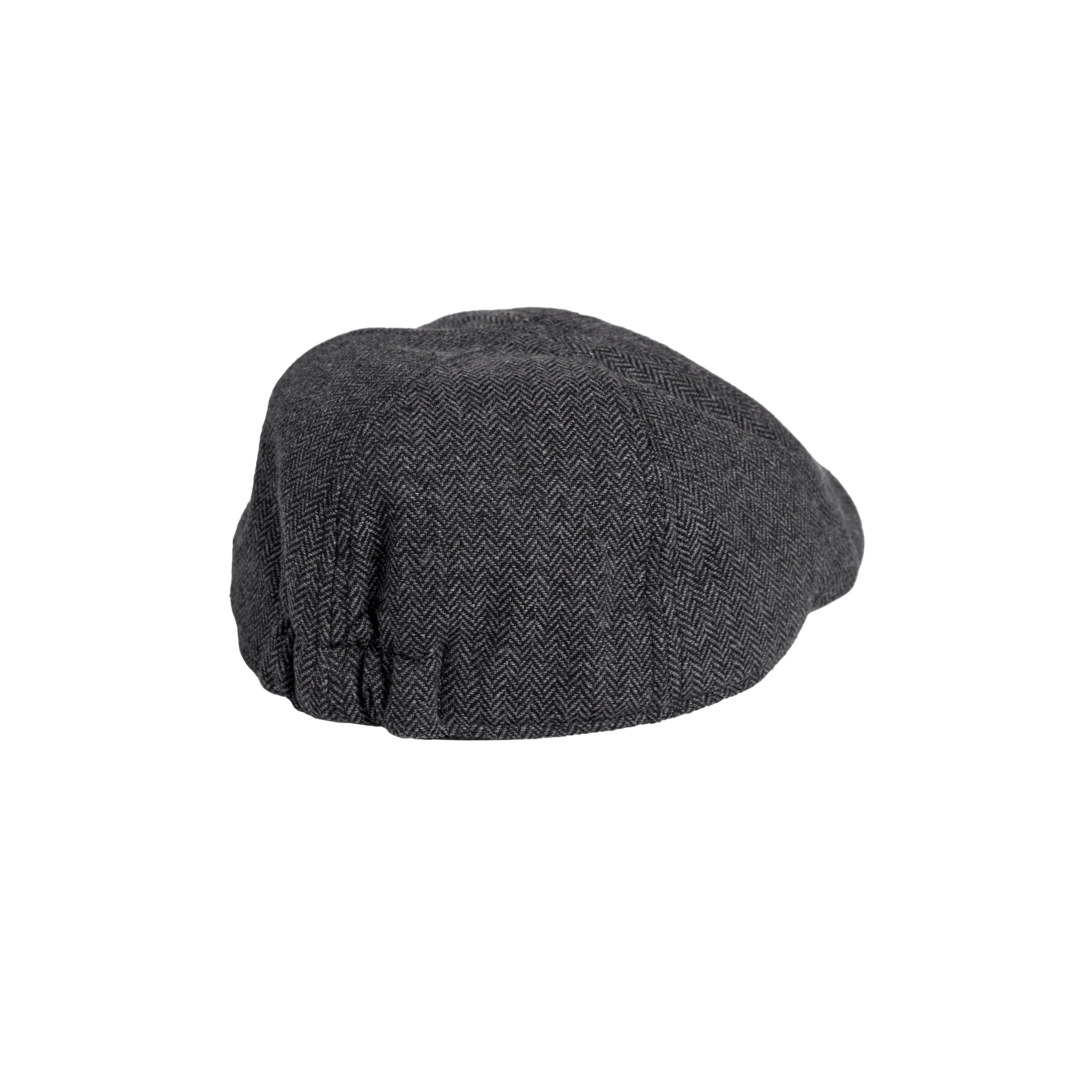 Charcoal Herringbone Flat Cap