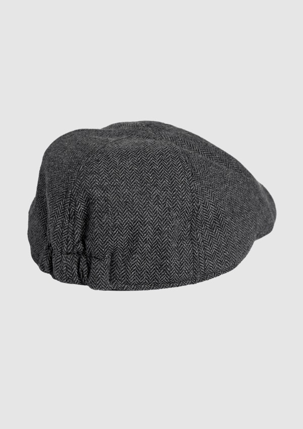 Charcoal Herringbone Flat Cap