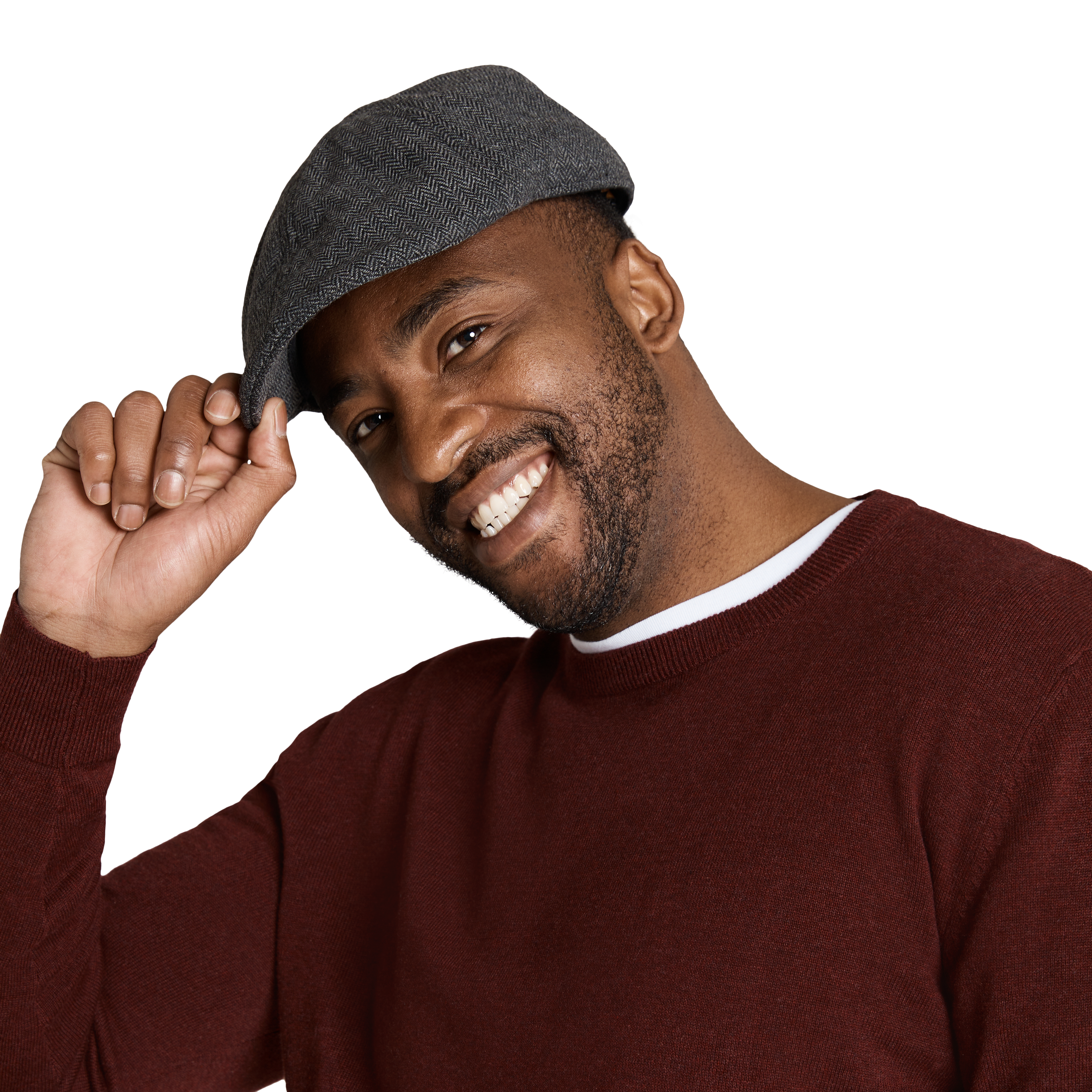 Charcoal Herringbone Flat Cap