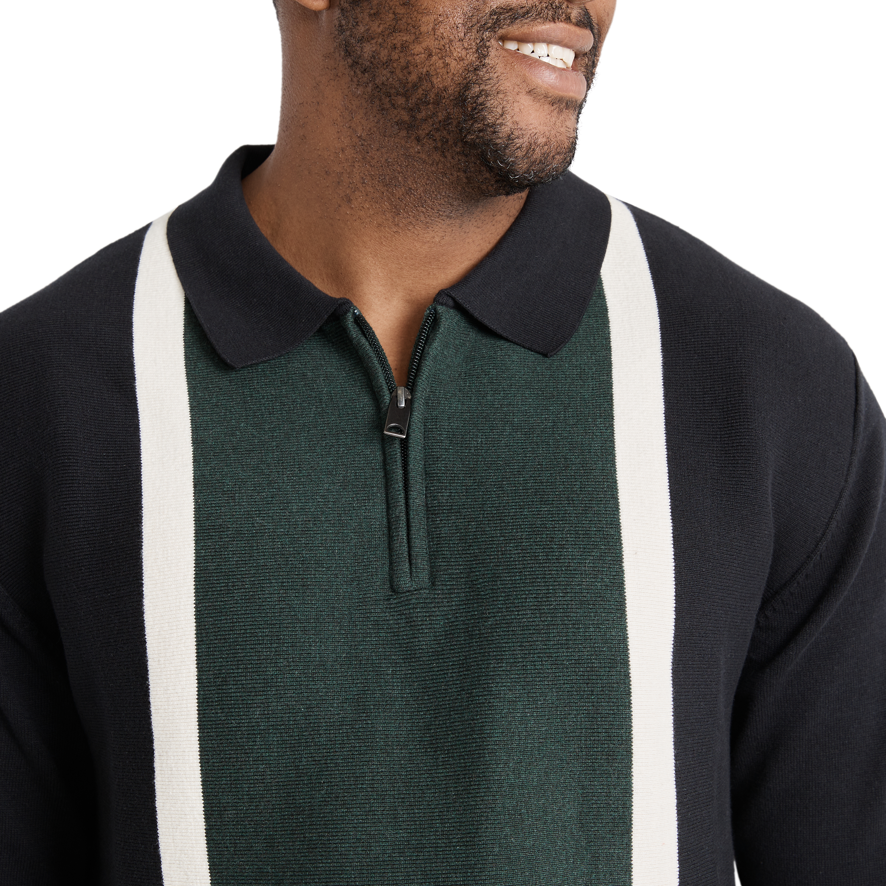 Black Braxton Splice Polo Sweater