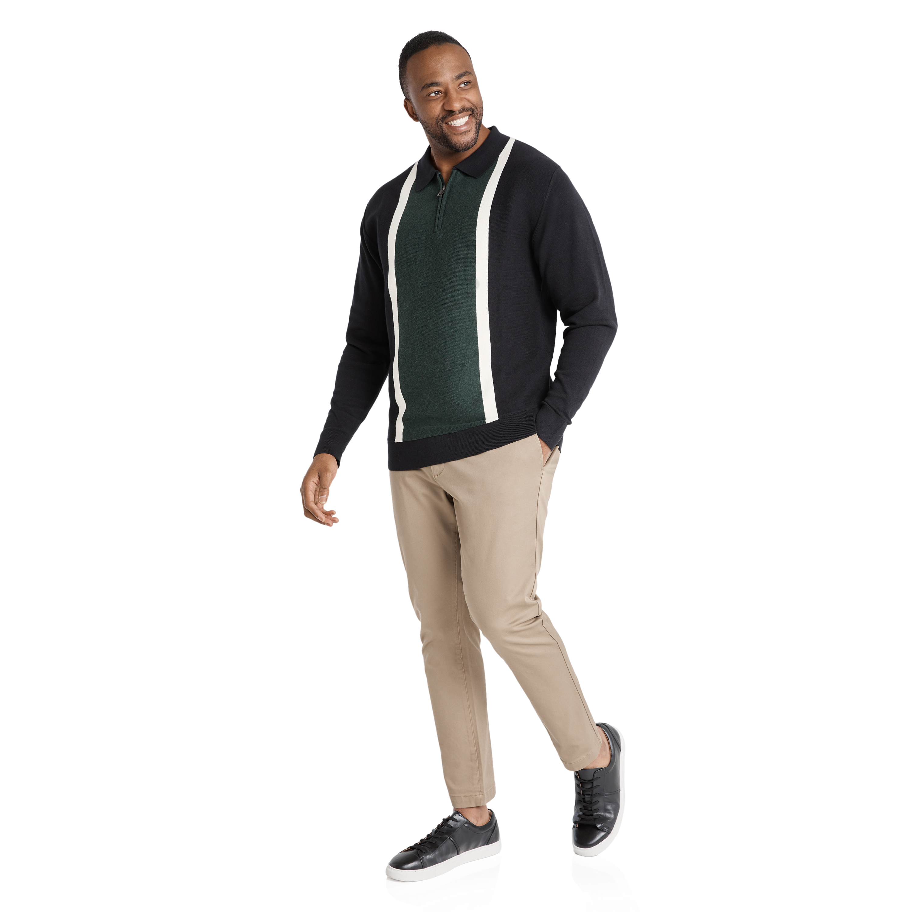 Black Braxton Splice Polo Sweater