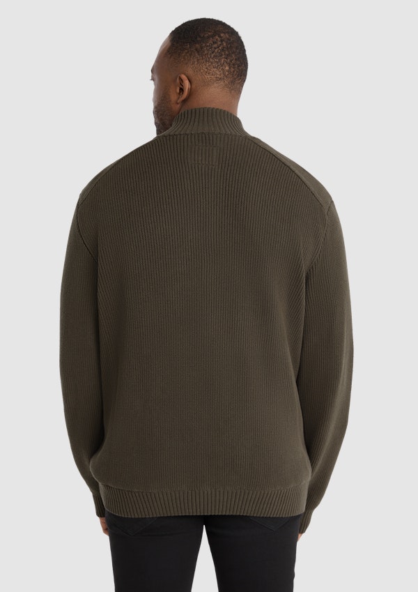 Khaki Patrick Half Zip Sweater