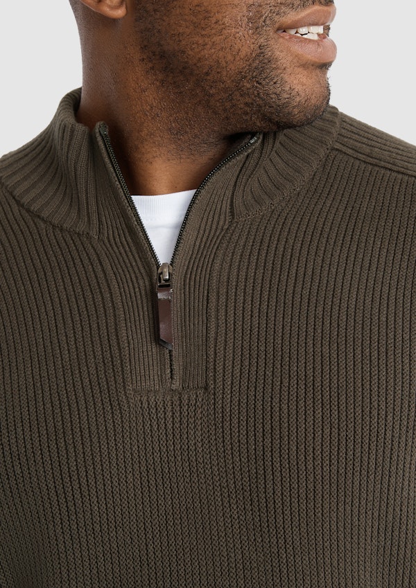 Khaki Patrick Half Zip Sweater